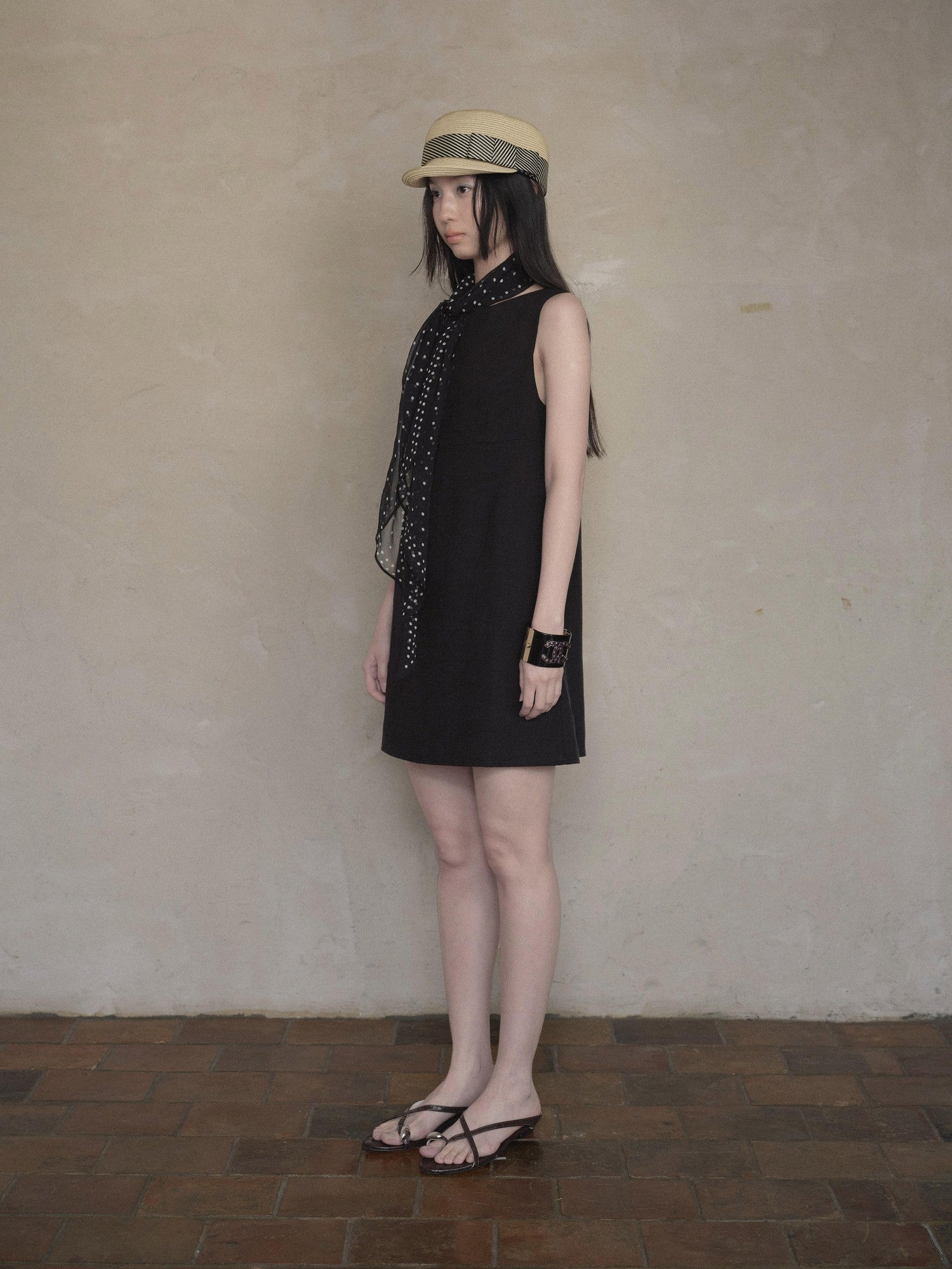 DKZ OFFICIAL Black Doll Collar A Line Sleeveless Women&