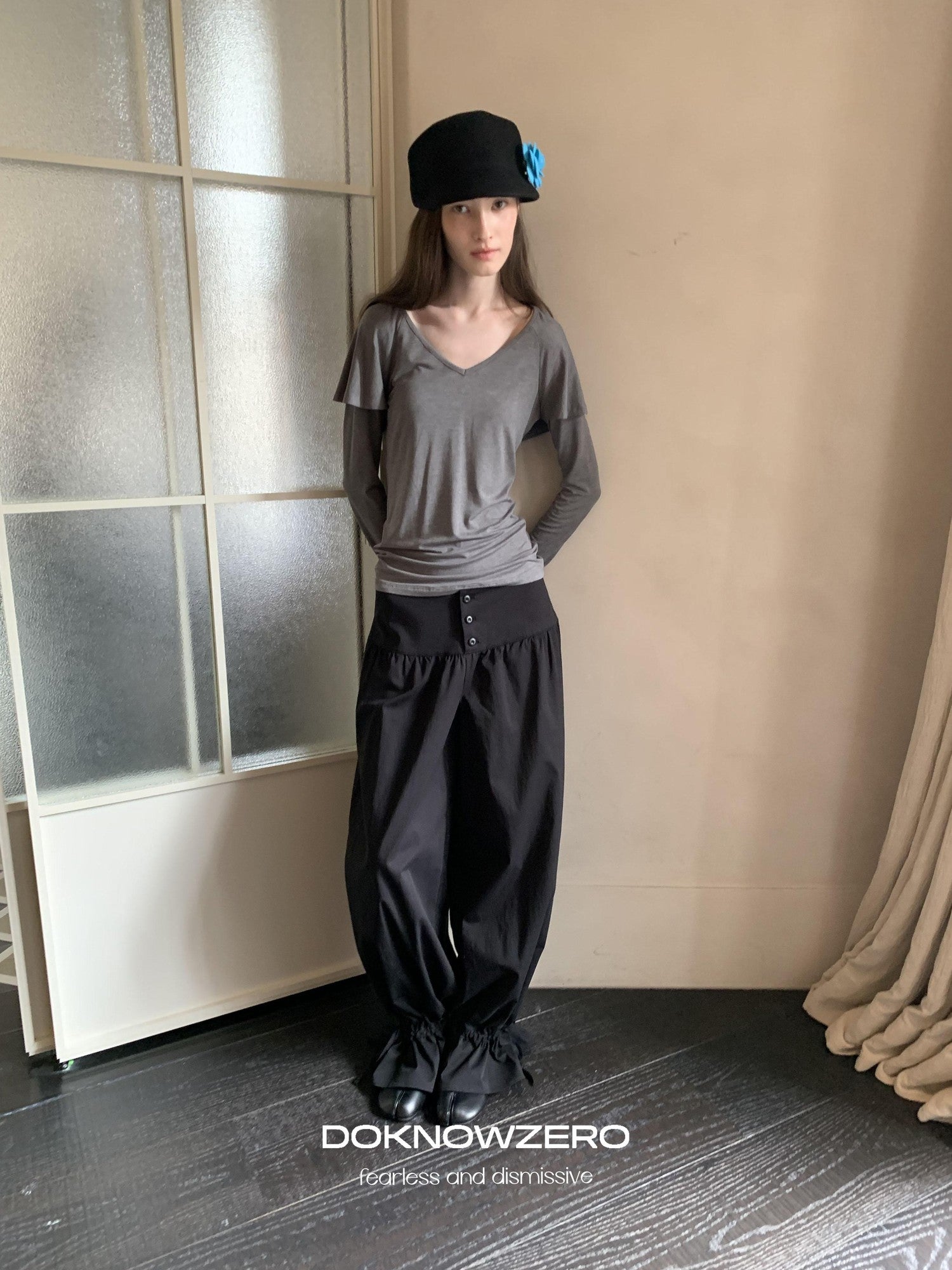 DKZ OFFICIAL Black Drawstring Hem Tapered Cuff Women&