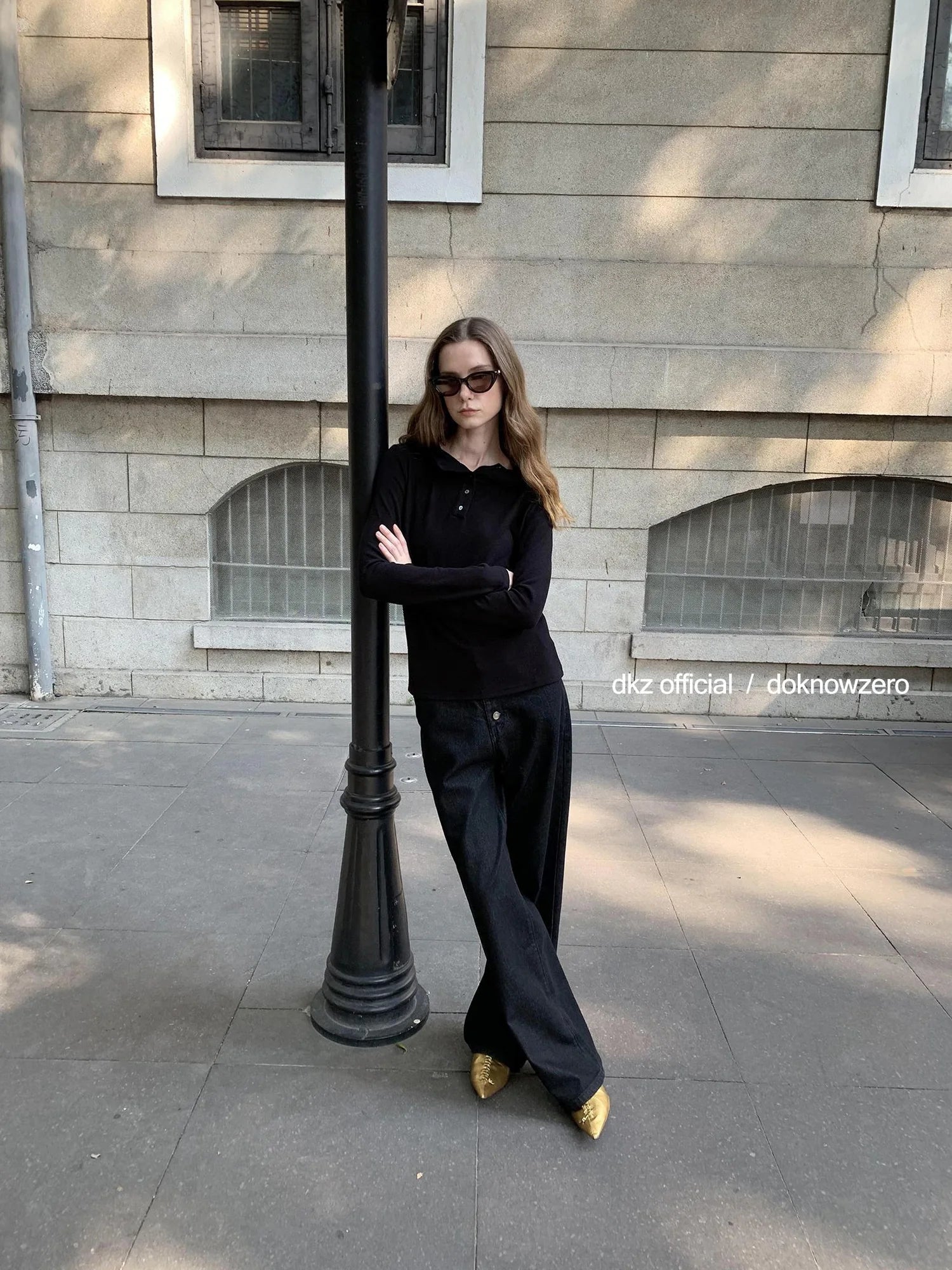 DKZ OFFICIAL Black Hooded Long Sleeve T-shirt For Autumn Winter Minimalist Layering