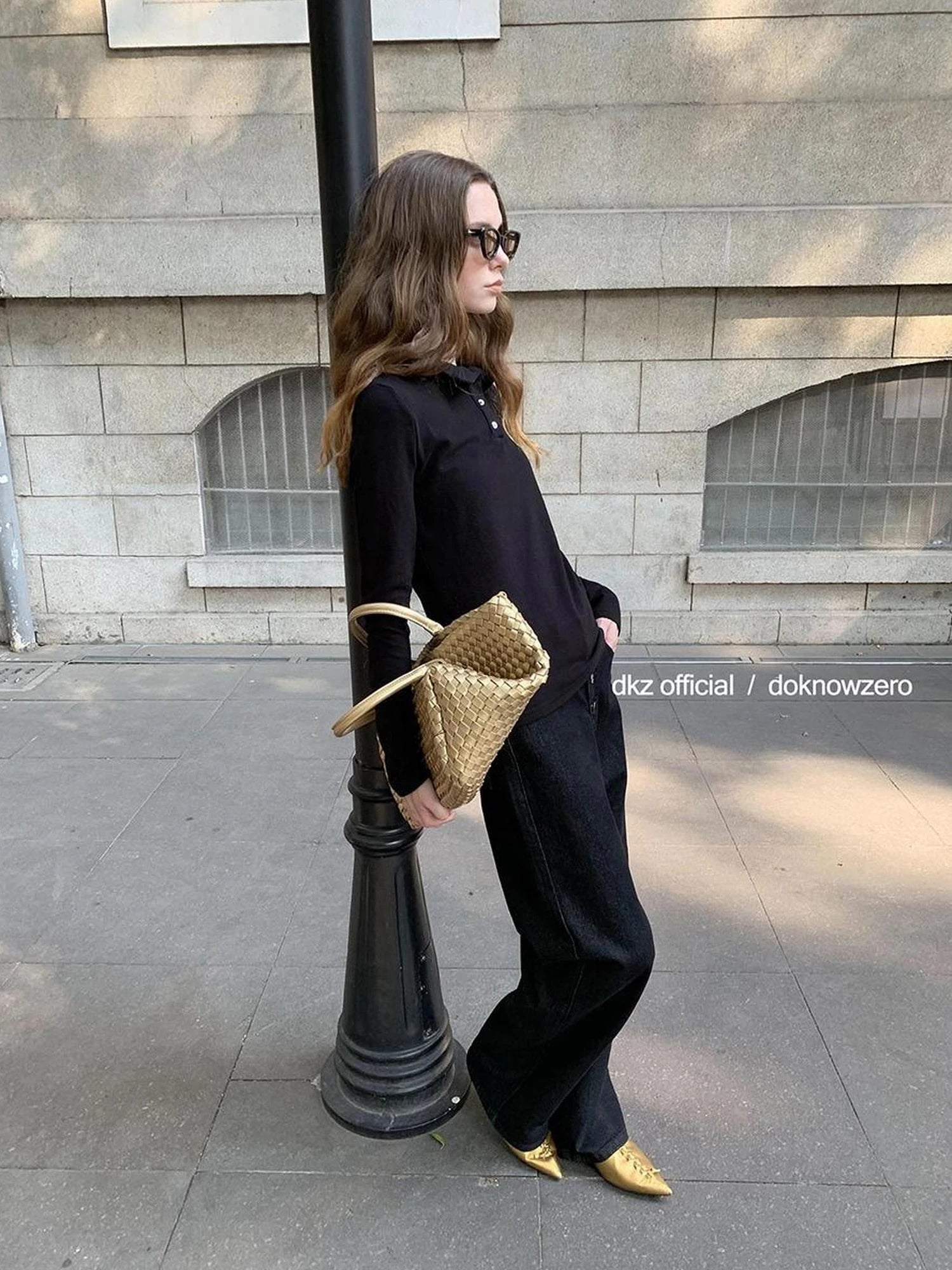 DKZ OFFICIAL Black Hooded Long Sleeve T-shirt For Autumn Winter Minimalist Layering