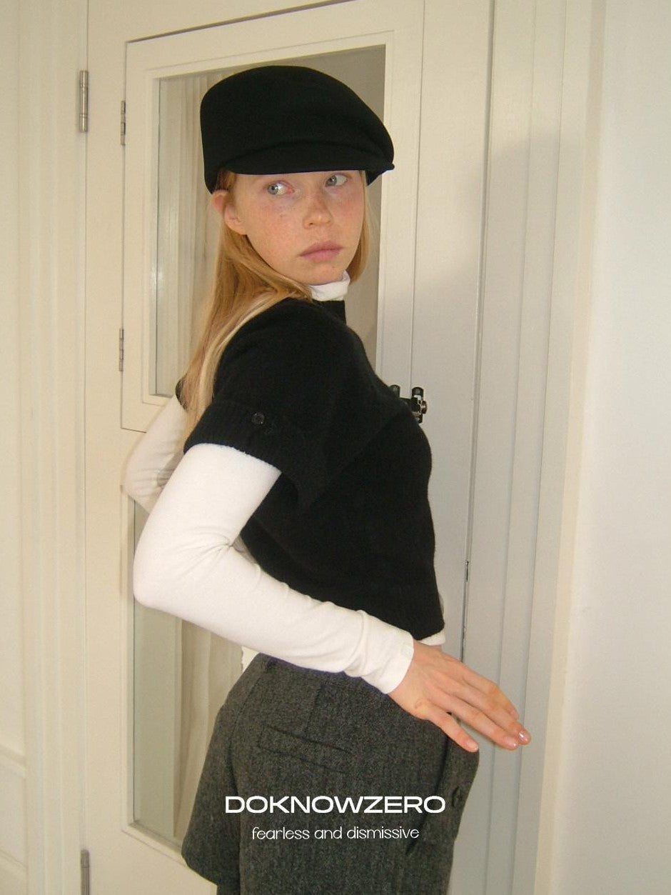 DKZ OFFICIAL Black Knit Cropped Slim Layering Women&