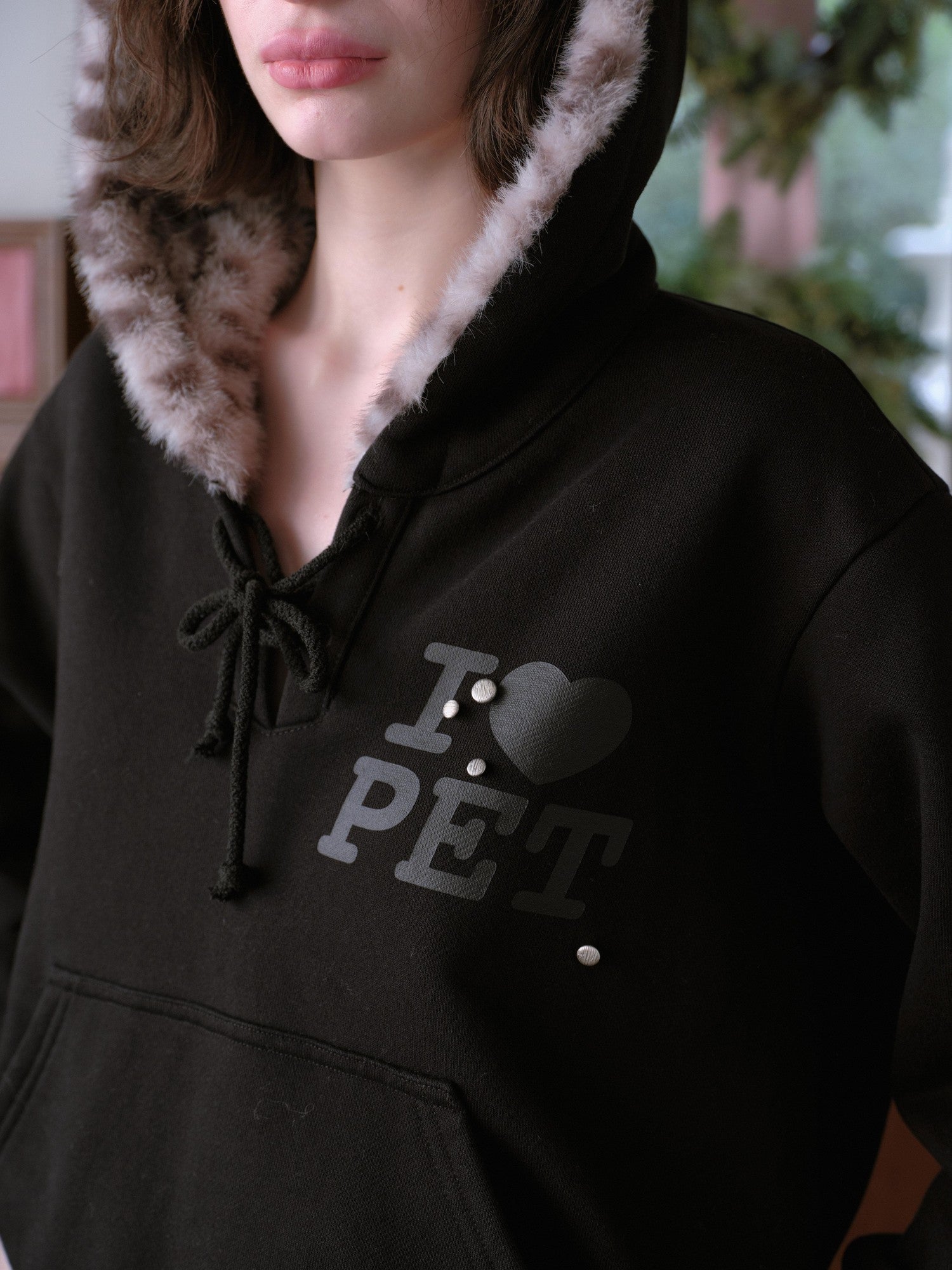 DKZ OFFICIAL Black Leopard Print Fuzzy Hooded Women&