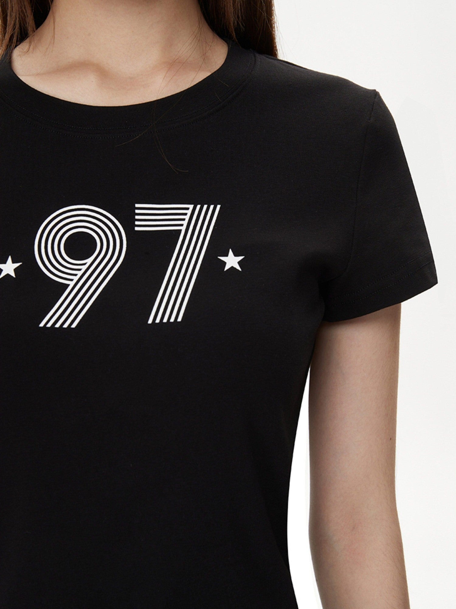 DKZ OFFICIAL Black Letter Print Cropped Women&