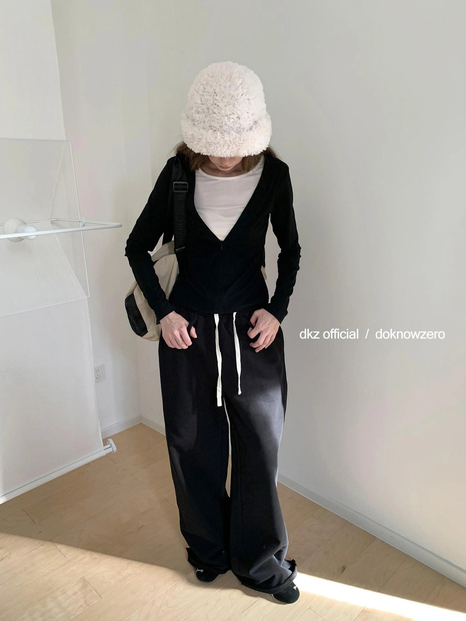 DKZ OFFICIAL Black Relaxed Wide Leg Pants with Raw Hem