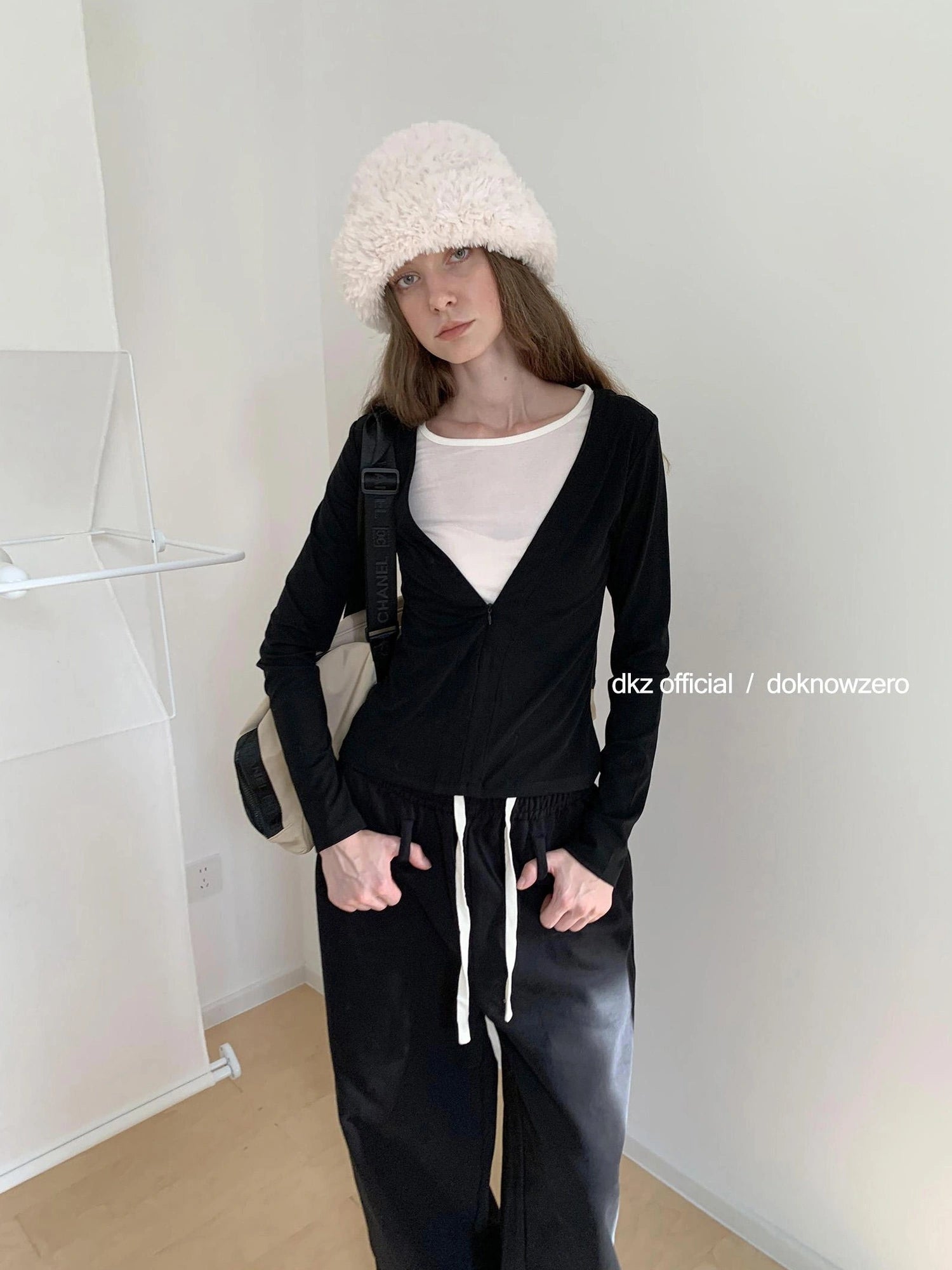 DKZ OFFICIAL Black Relaxed Wide Leg Pants with Raw Hem