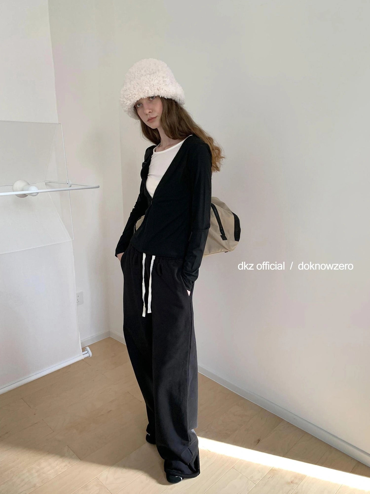 DKZ OFFICIAL Black Relaxed Wide Leg Pants with Raw Hem