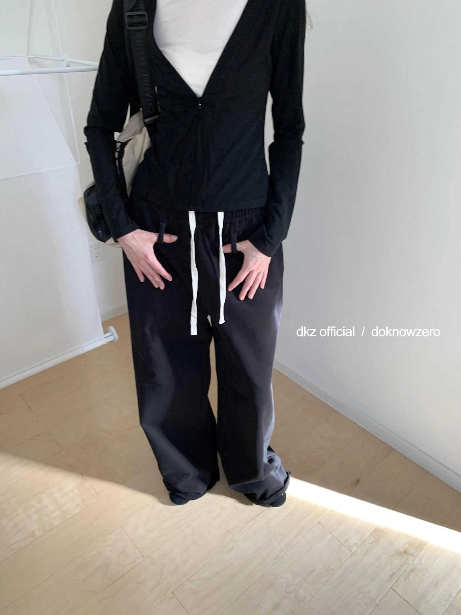 DKZ OFFICIAL Black Relaxed Wide Leg Pants with Raw Hem