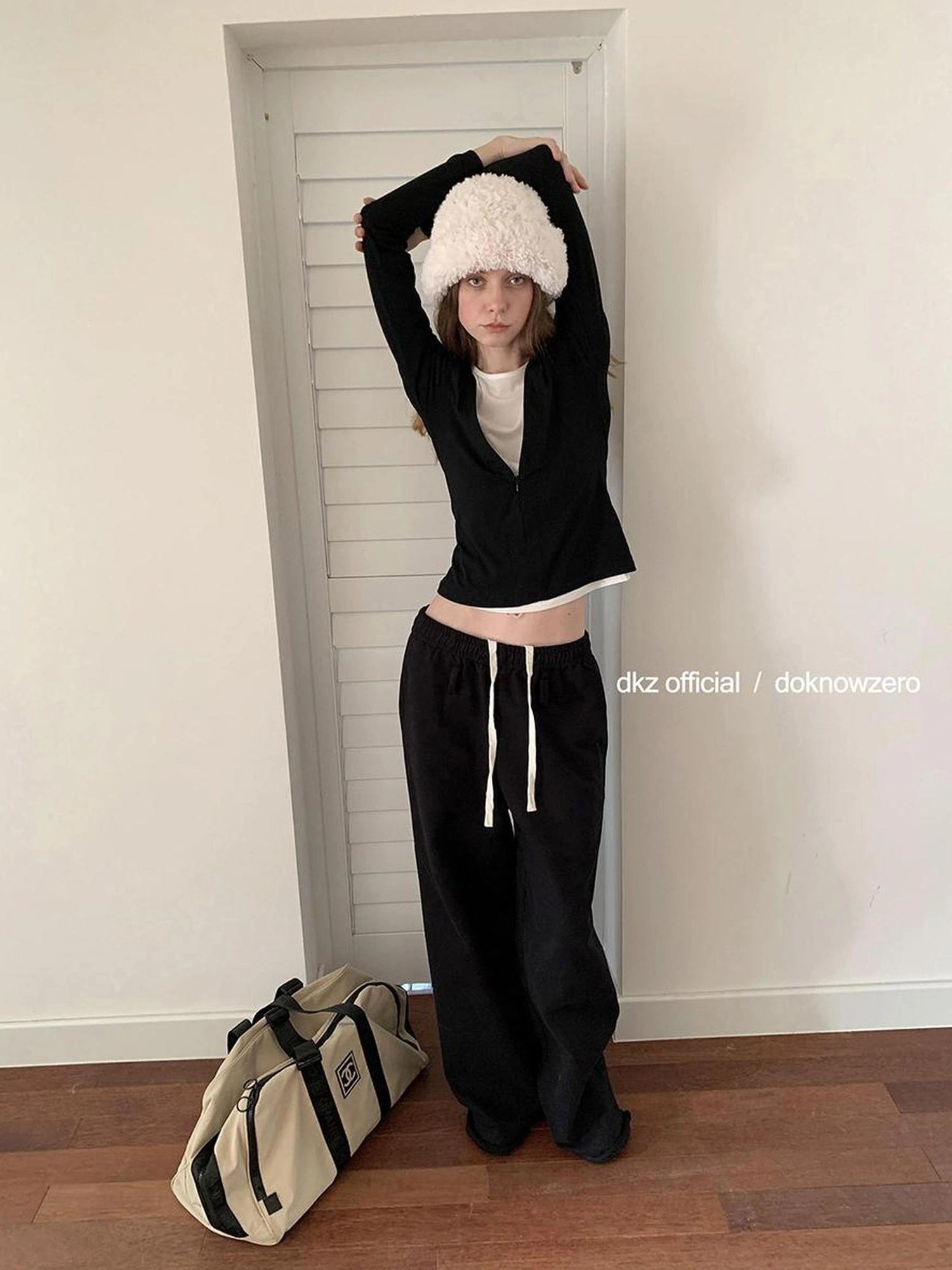 DKZ OFFICIAL Black Relaxed Wide Leg Pants with Raw Hem