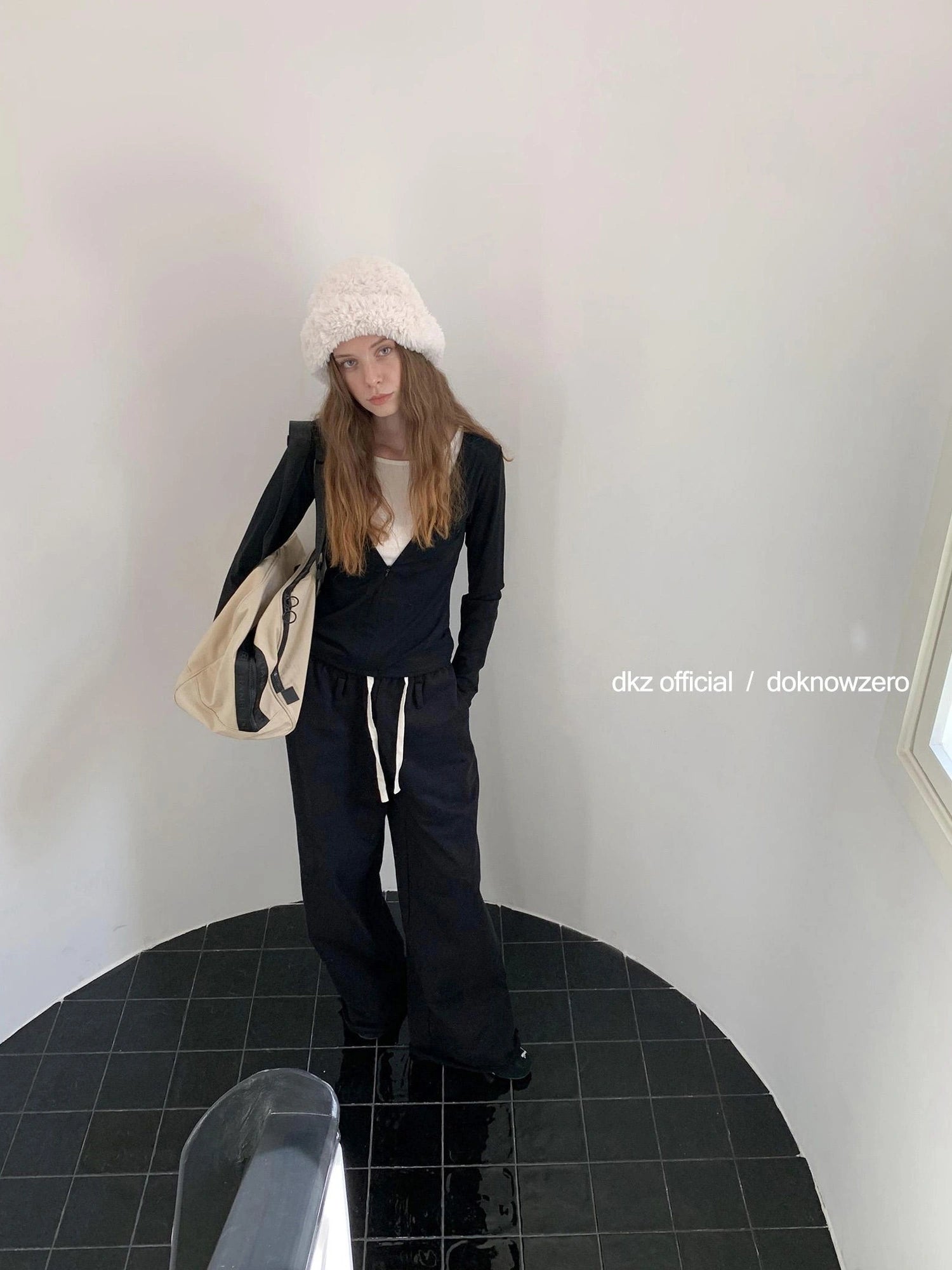 DKZ OFFICIAL Black Relaxed Wide Leg Pants with Raw Hem