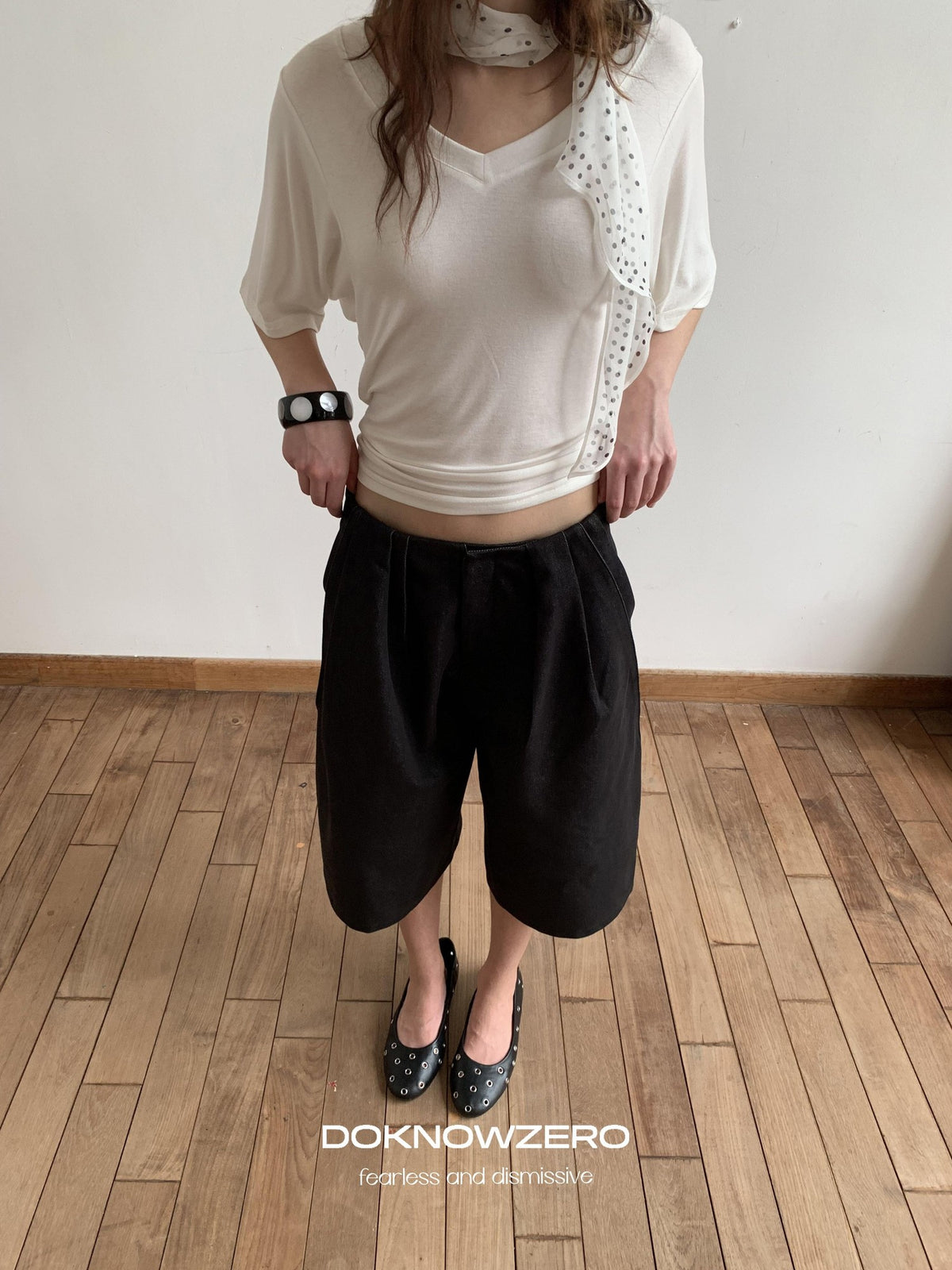 DKZ OFFICIAL Black Ruched Loose Fit Cotton Women&