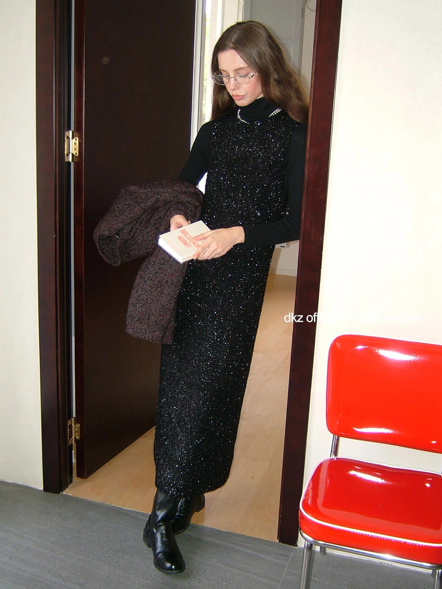 DKZ OFFICIAL Black Sequin Vest Dress With Knit Long Skirt
