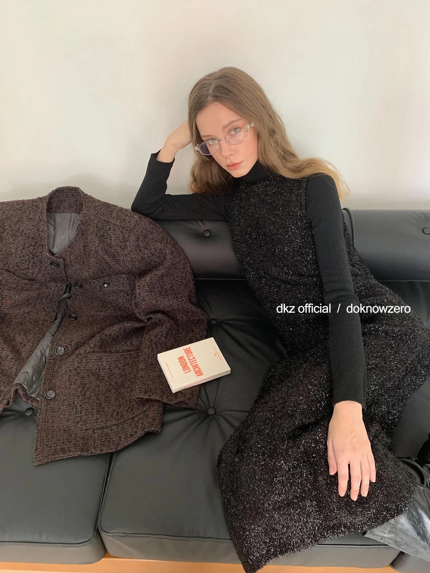 DKZ OFFICIAL Black Sequin Vest Dress With Knit Long Skirt