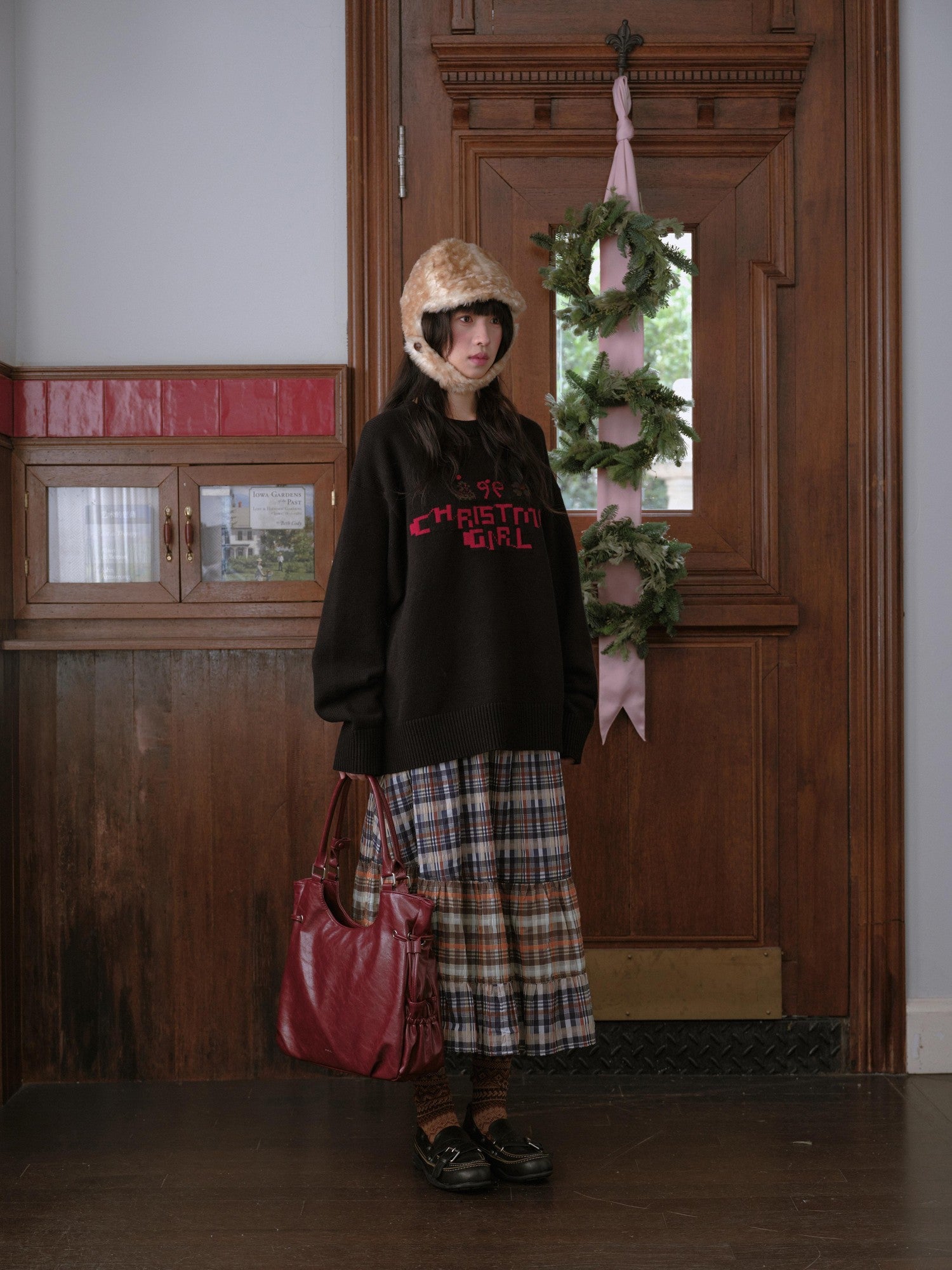DKZ OFFICIAL Black Slogan Letter Jacquard Women&