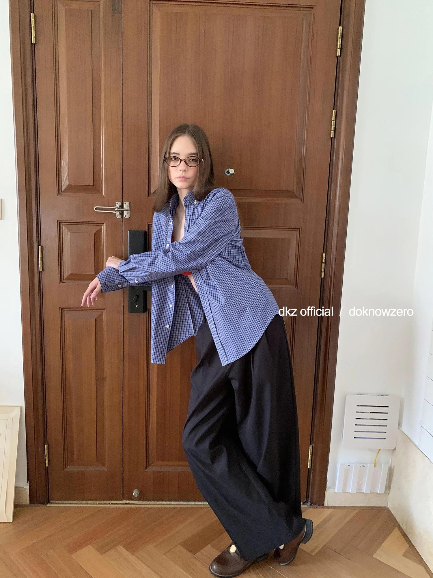 DKZ OFFICIAL Black Tencel Blend Straight Leg Trousers For Women