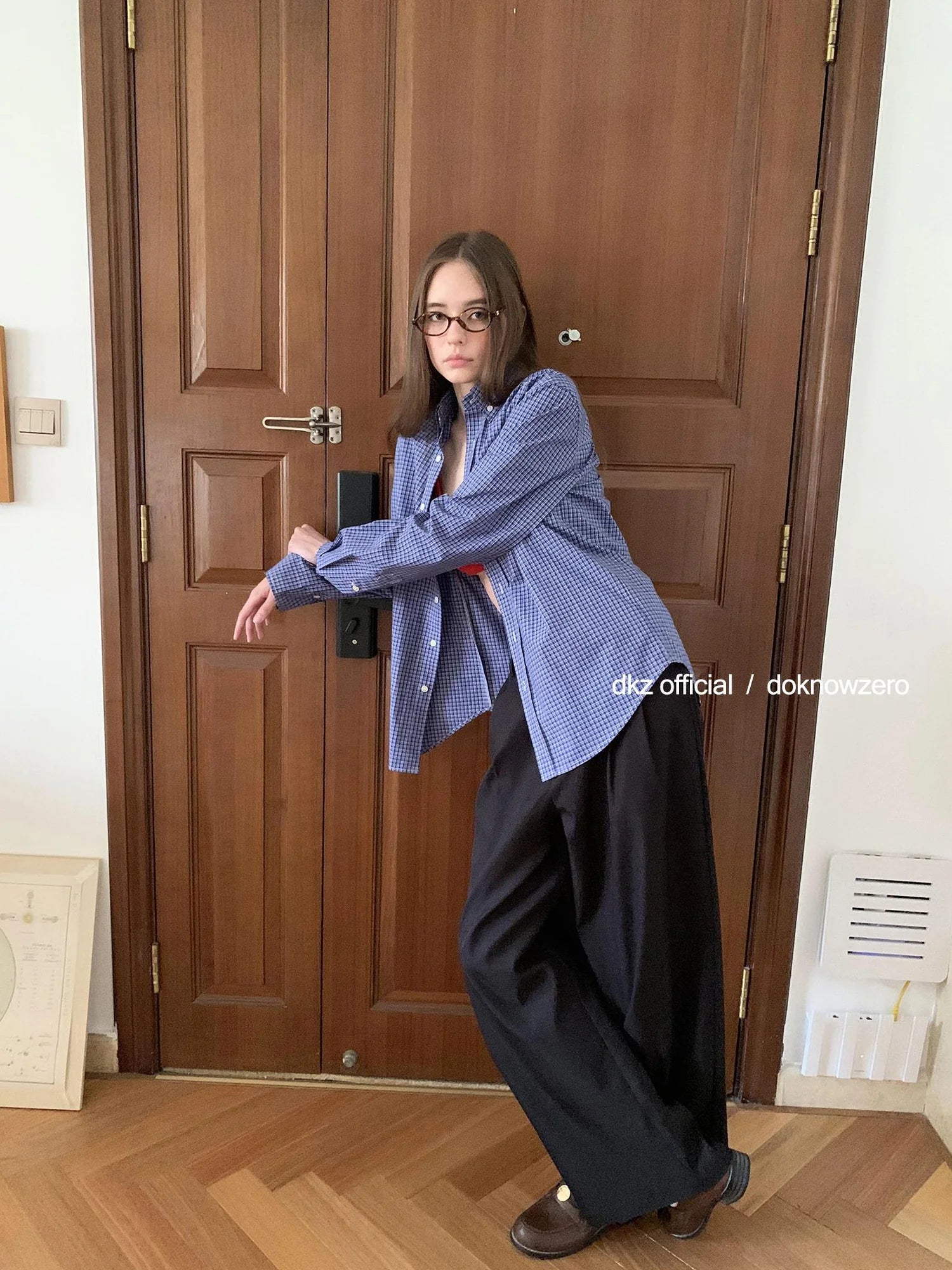 DKZ OFFICIAL Black Tencel Blend Straight Leg Trousers For Women