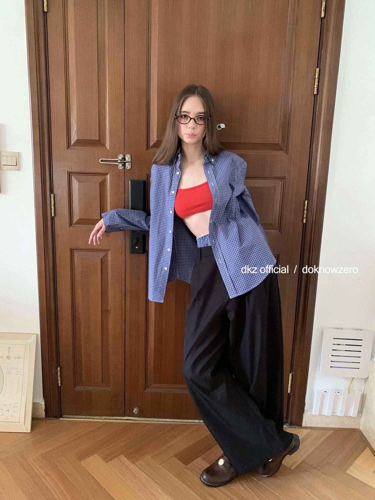 DKZ OFFICIAL Black Tencel Blend Straight Leg Trousers For Women