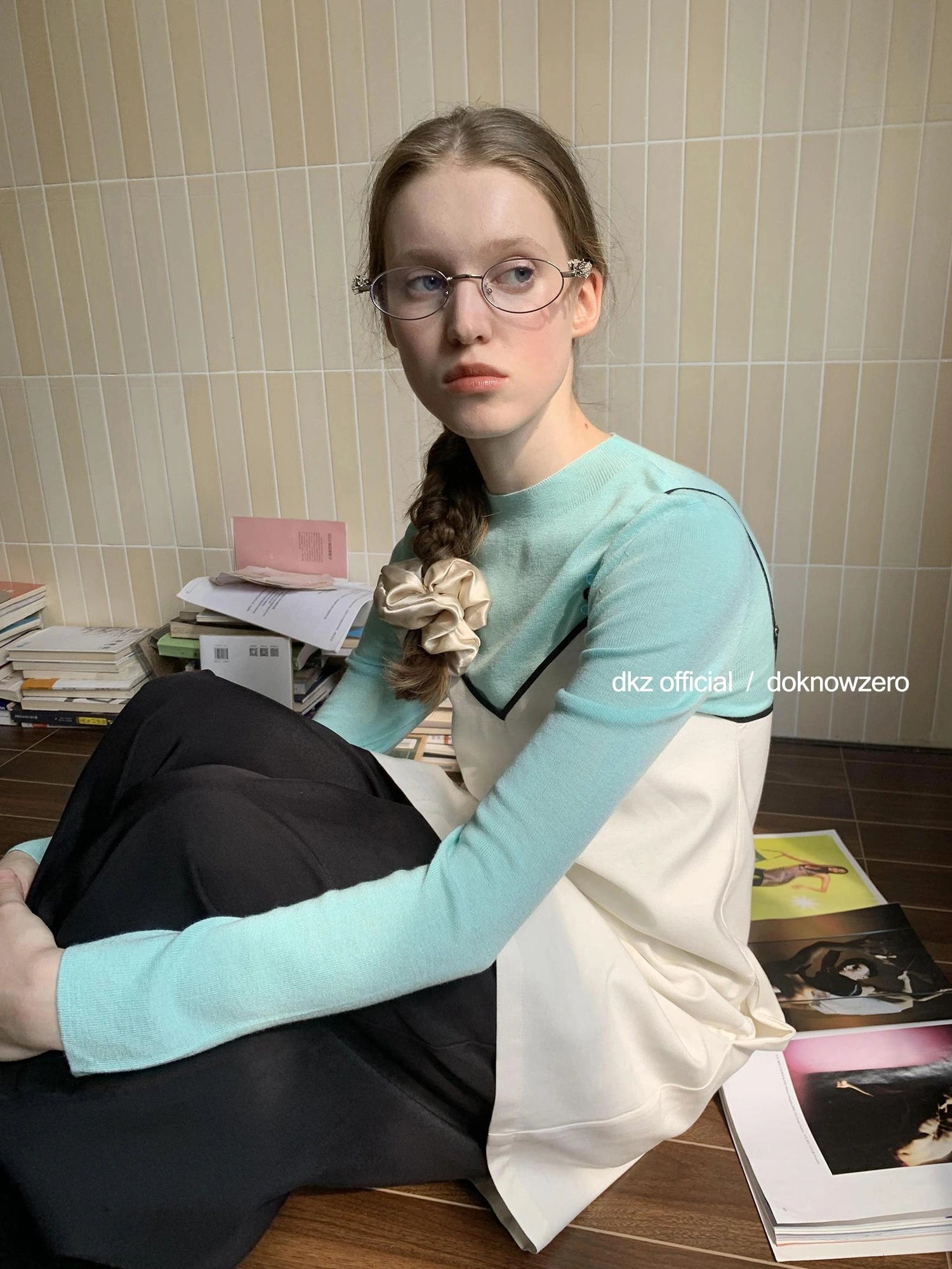 DKZ OFFICIAL Black Tencel Blend Straight Leg Trousers For Women