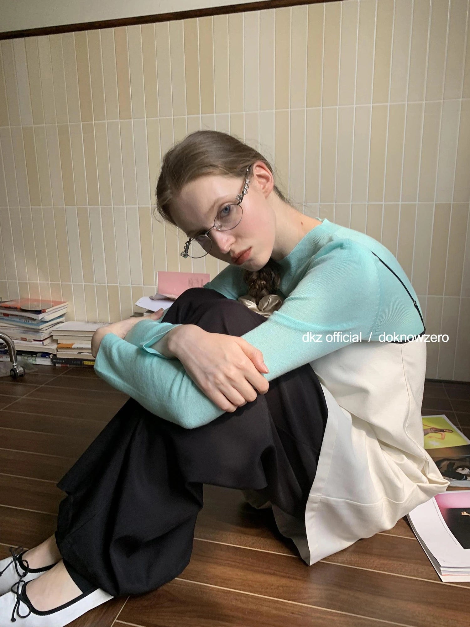 DKZ OFFICIAL Black Tencel Blend Straight Leg Trousers For Women