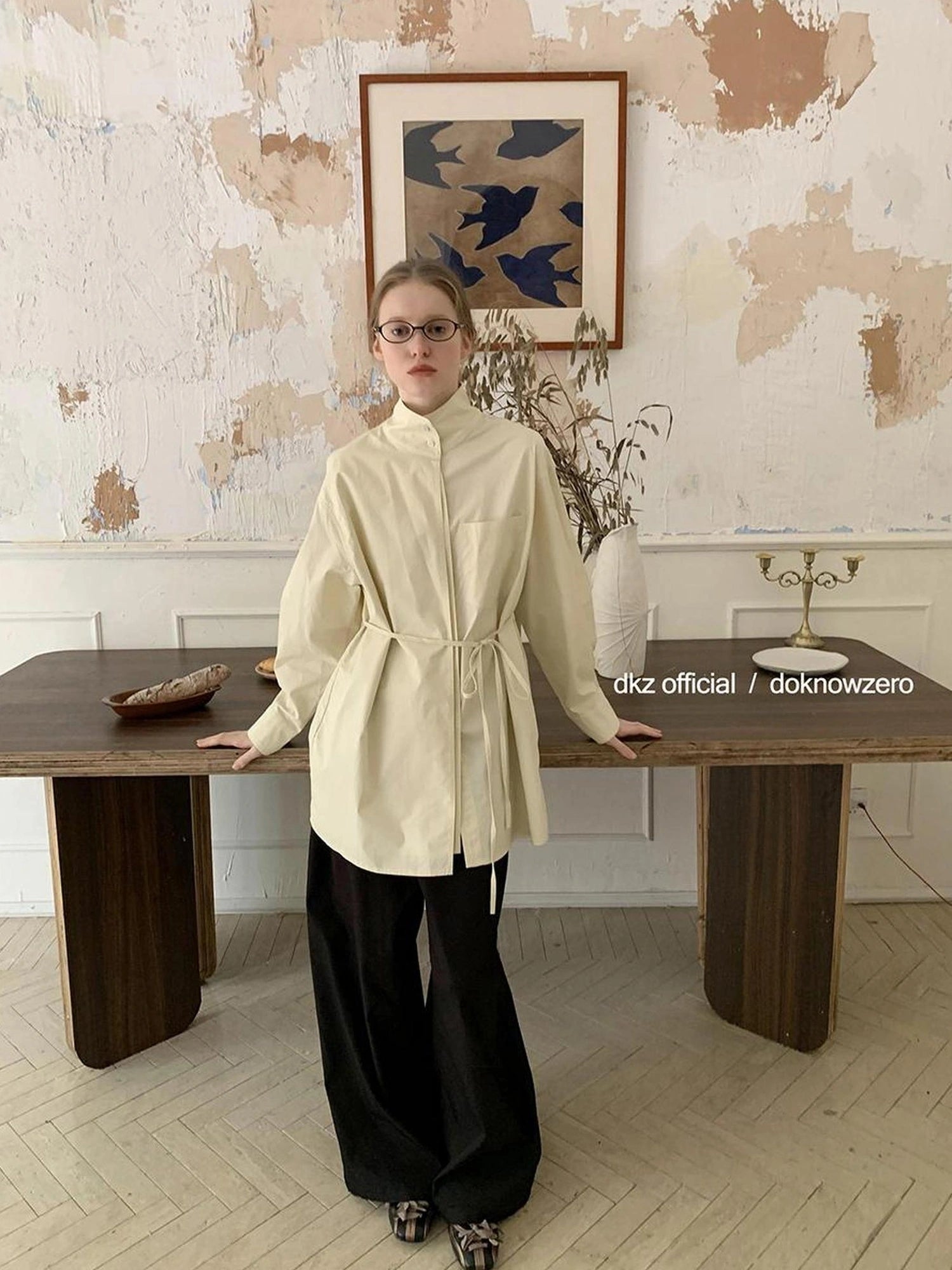 DKZ OFFICIAL Black Tencel Blend Straight Leg Trousers For Women