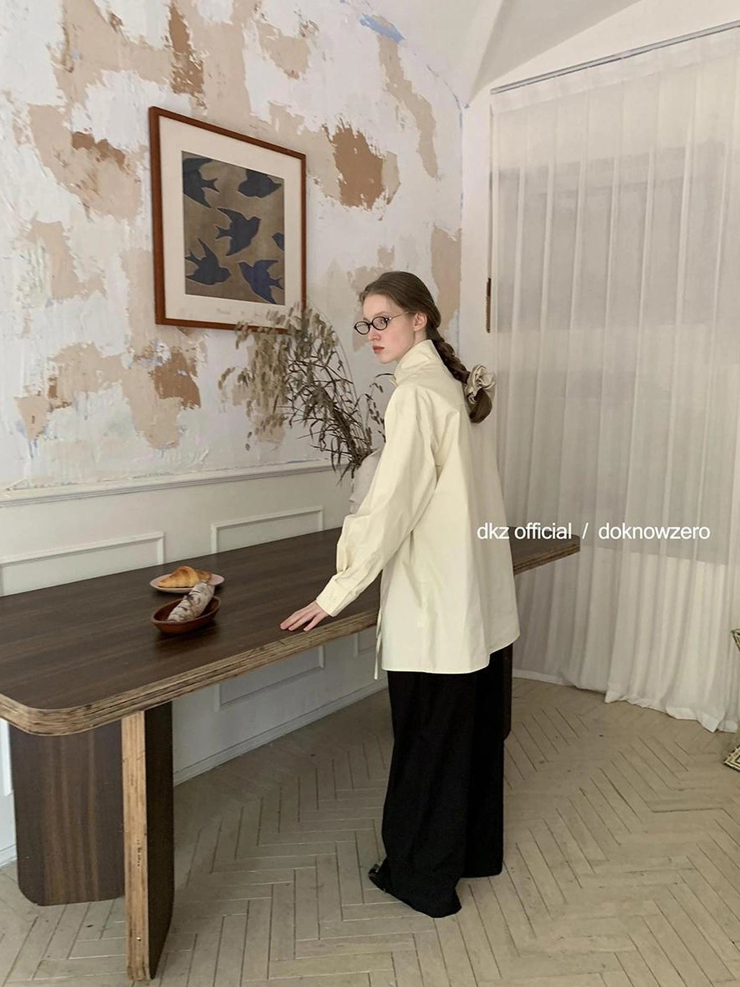 DKZ OFFICIAL Black Tencel Blend Straight Leg Trousers For Women