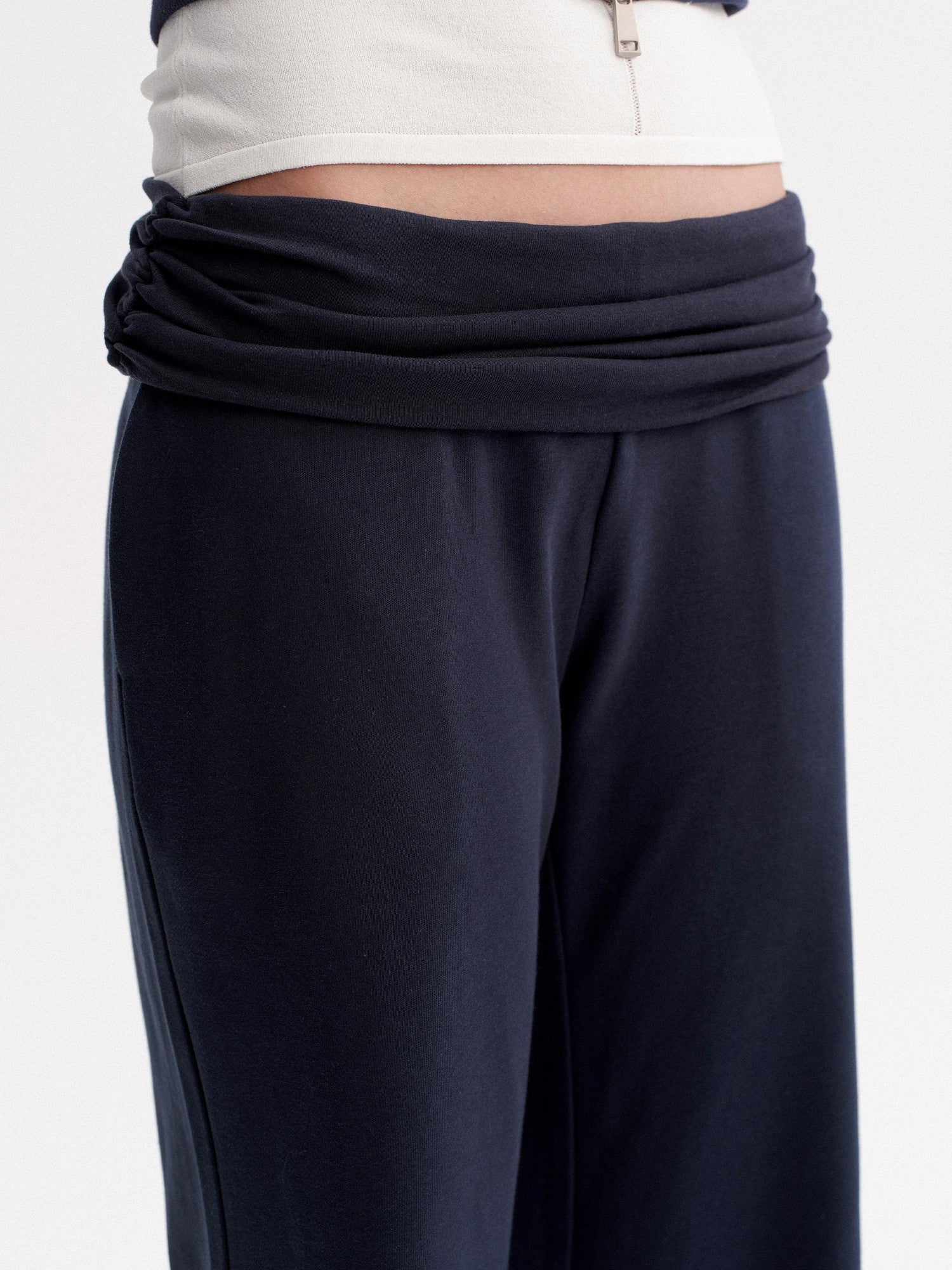 DKZ OFFICIAL Blue Hooded Zip Cropped Mid Sleeve Micro Flare Women&