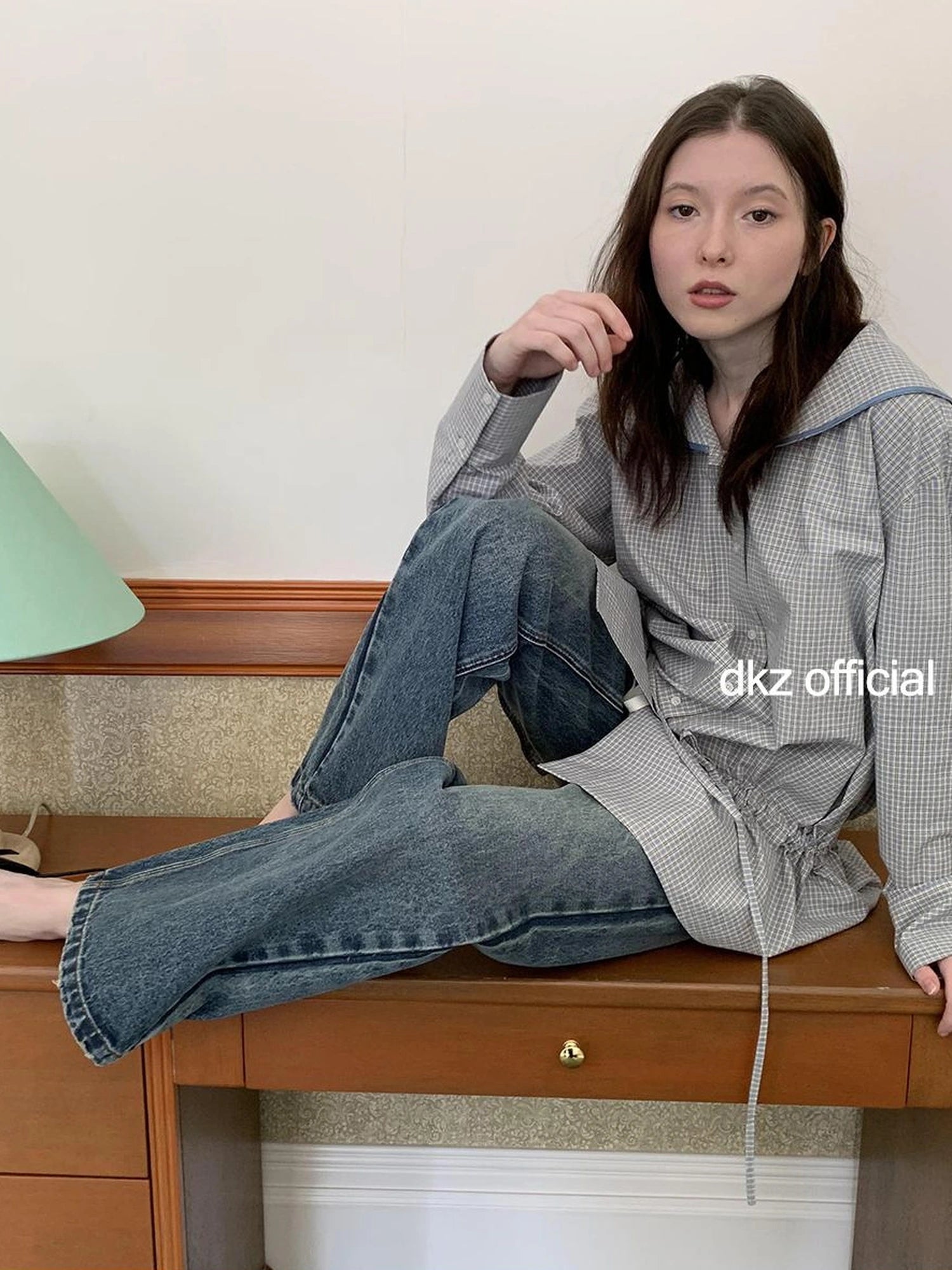 DKZ OFFICIAL Blue Two Way Detachable Belt Straight Leg Jeans