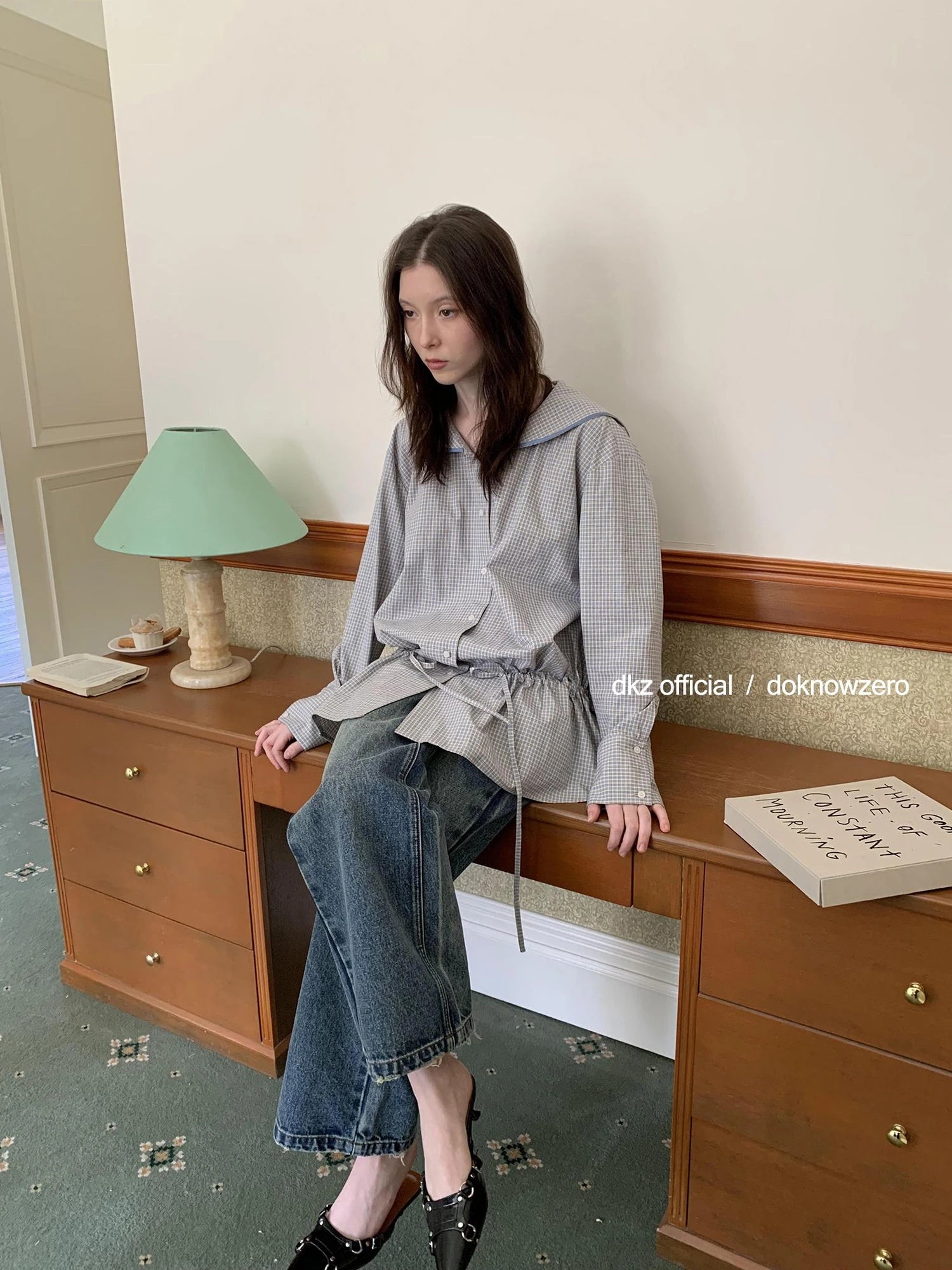 DKZ OFFICIAL Blue Two Way Detachable Belt Straight Leg Jeans