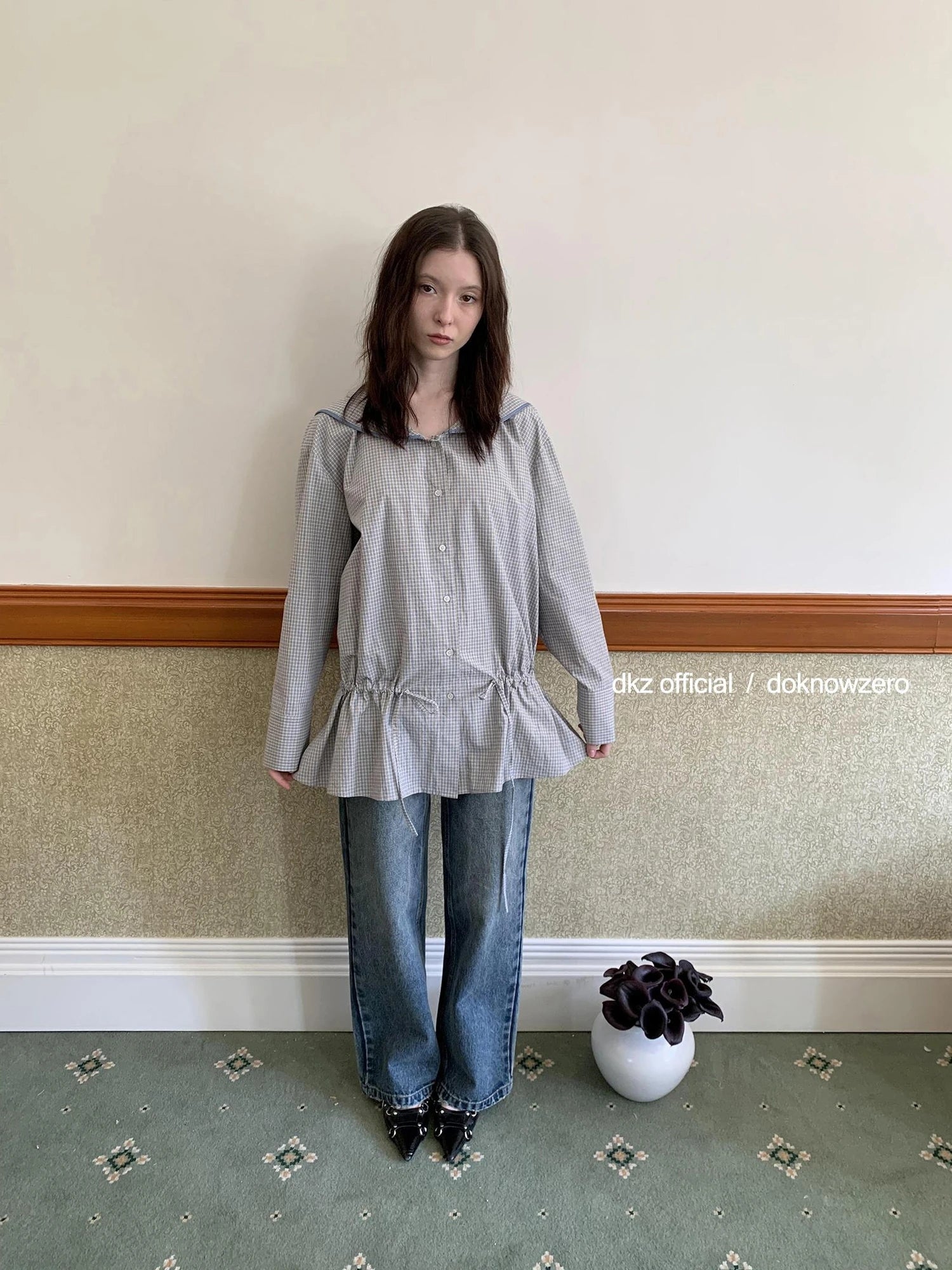 DKZ OFFICIAL Blue Two Way Detachable Belt Straight Leg Jeans