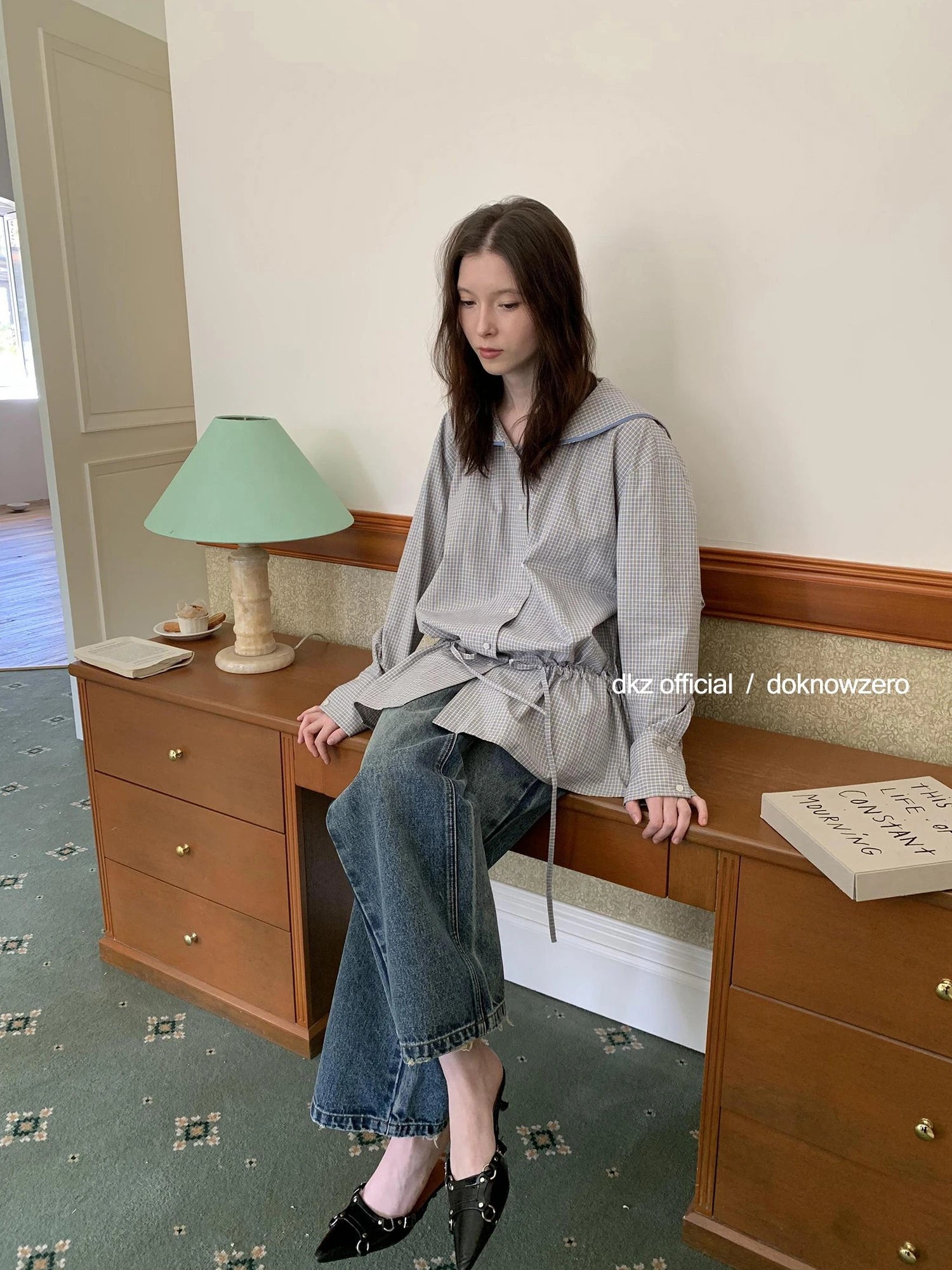 DKZ OFFICIAL Blue Two Way Detachable Belt Straight Leg Jeans