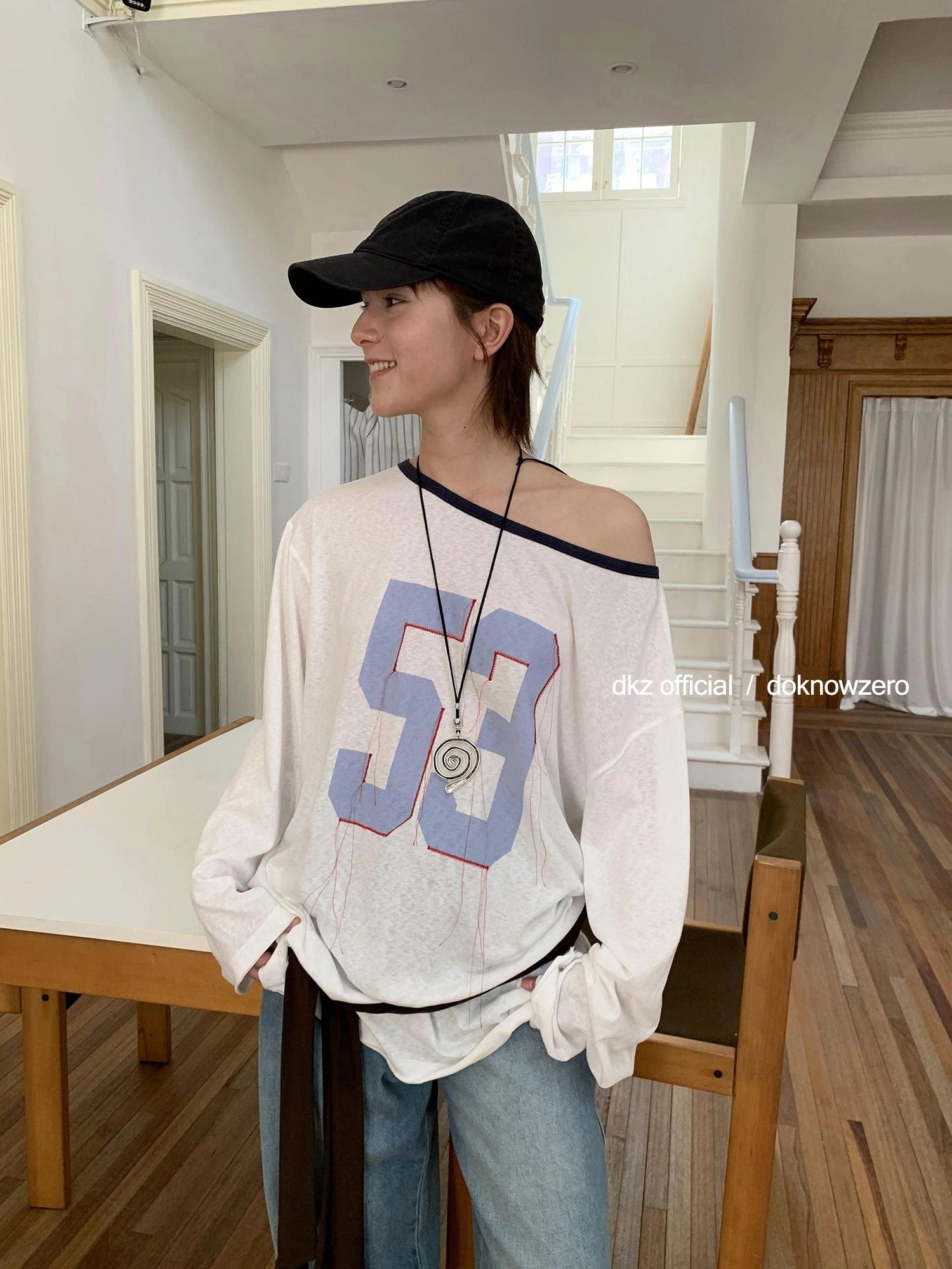 Blue Washed Wide Leg Denim Pants For Women