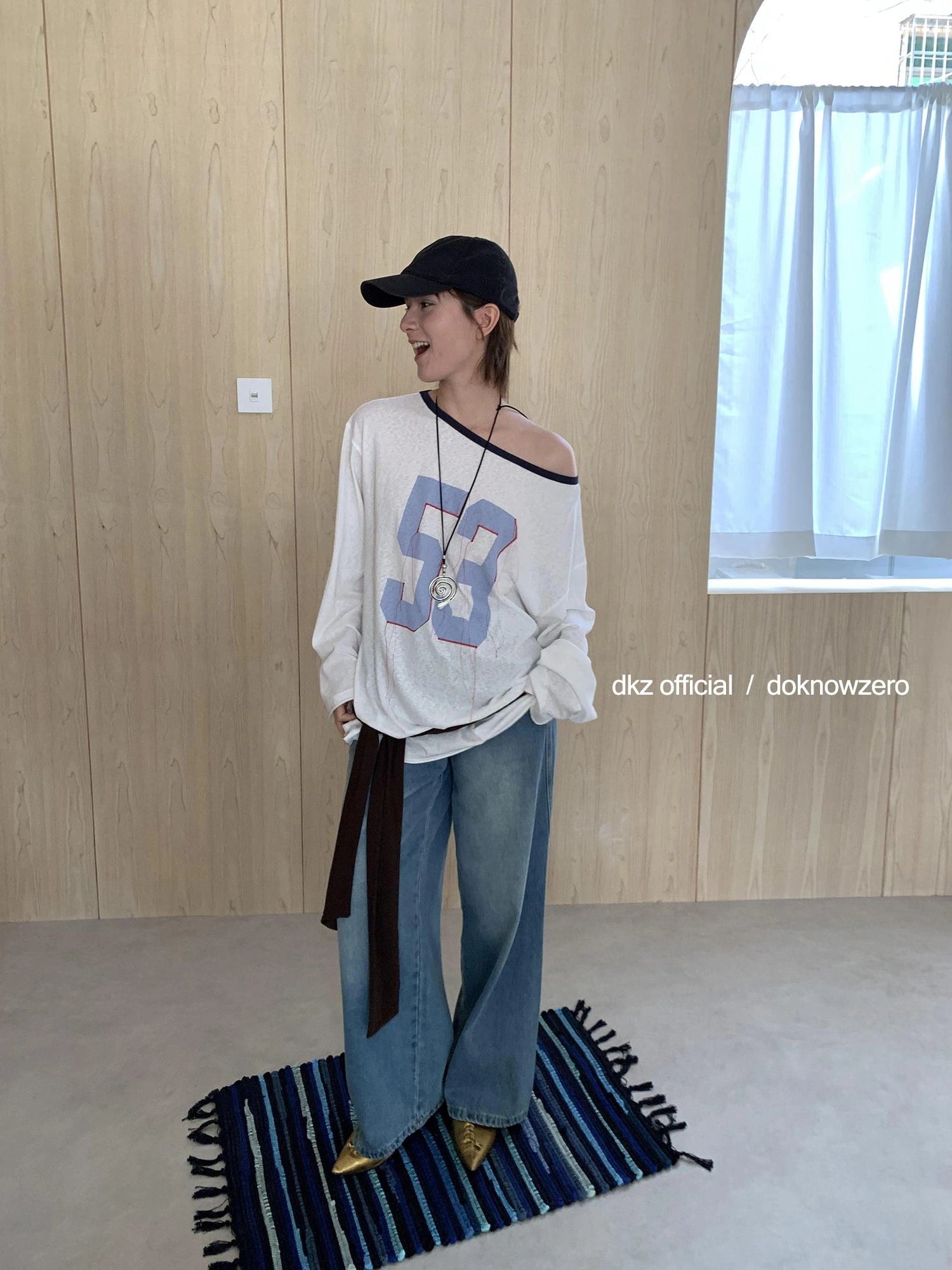 Blue Washed Wide Leg Denim Pants For Women