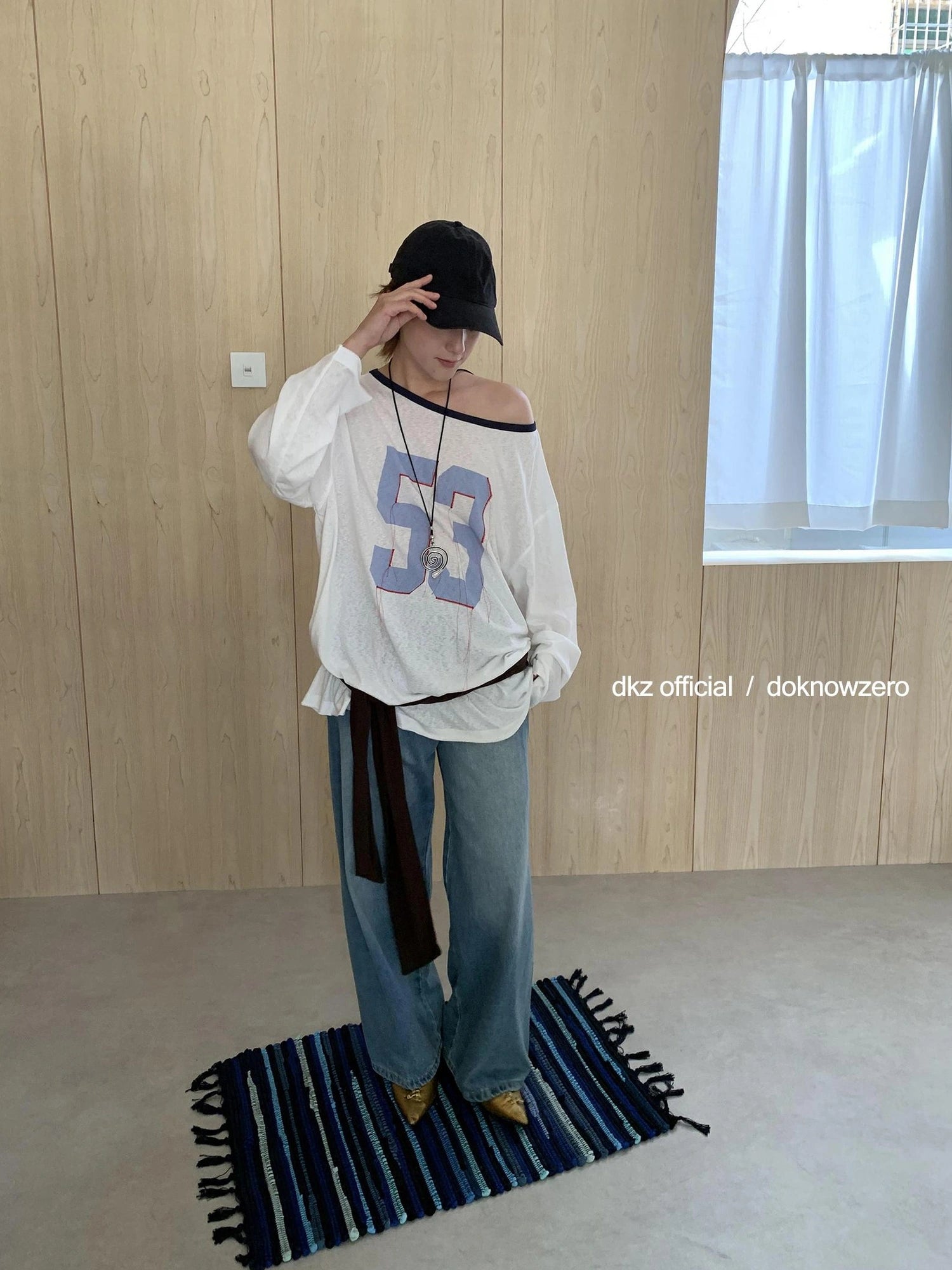 Blue Washed Wide Leg Denim Pants For Women