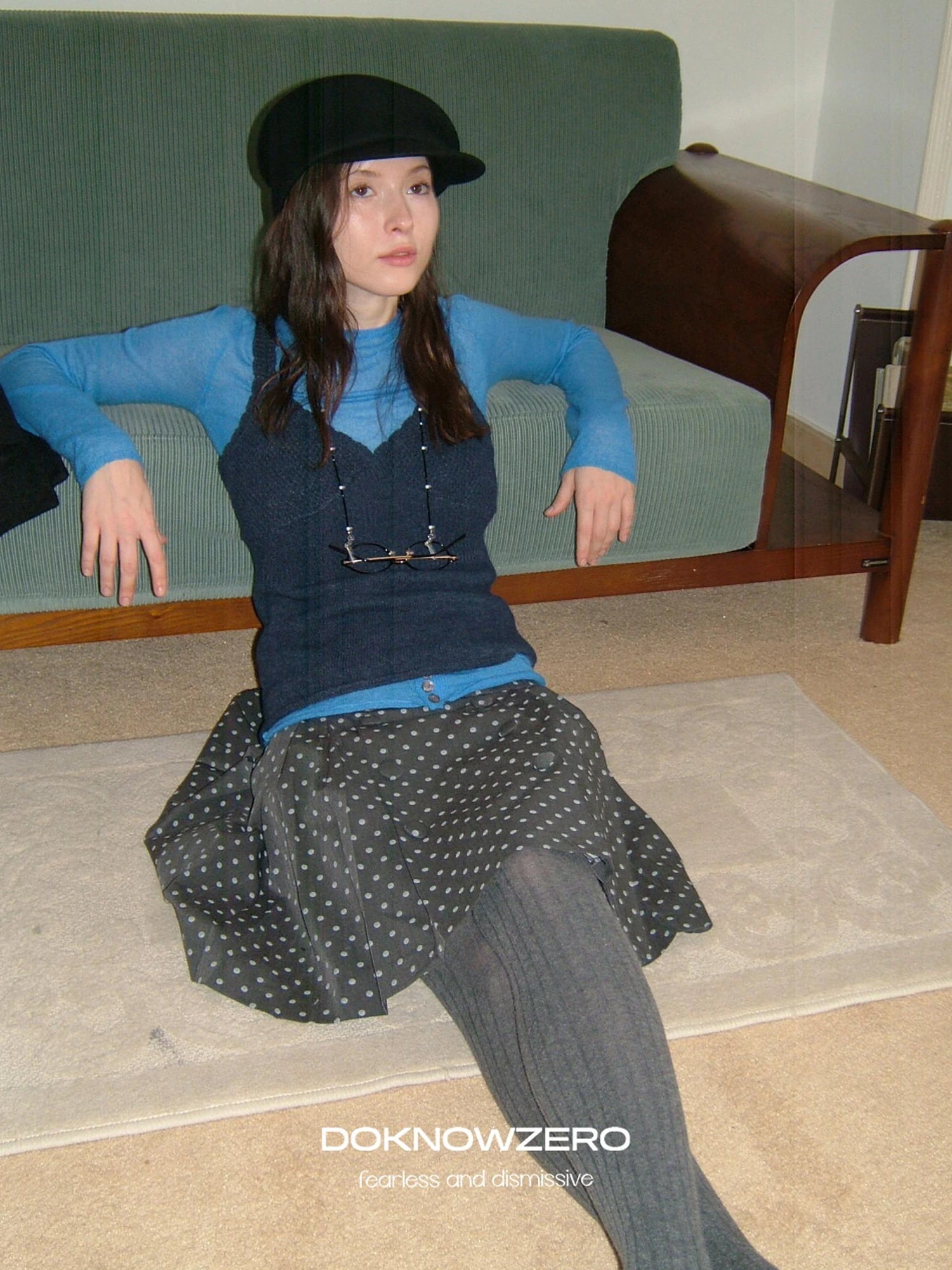 DKZ OFFICIAL Blue Wool Blend Long Sleeve Knit Top