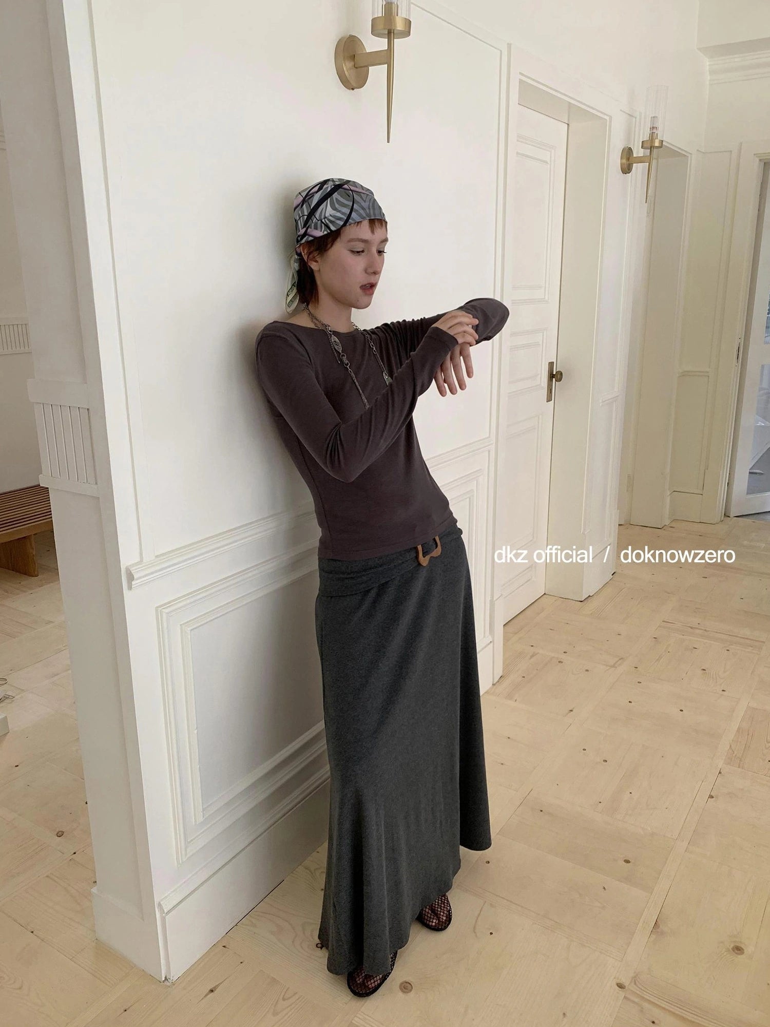 DKZ OFFICIAL Butterfly Knot Knit Camisole And Maxi Dress Two Piece Set