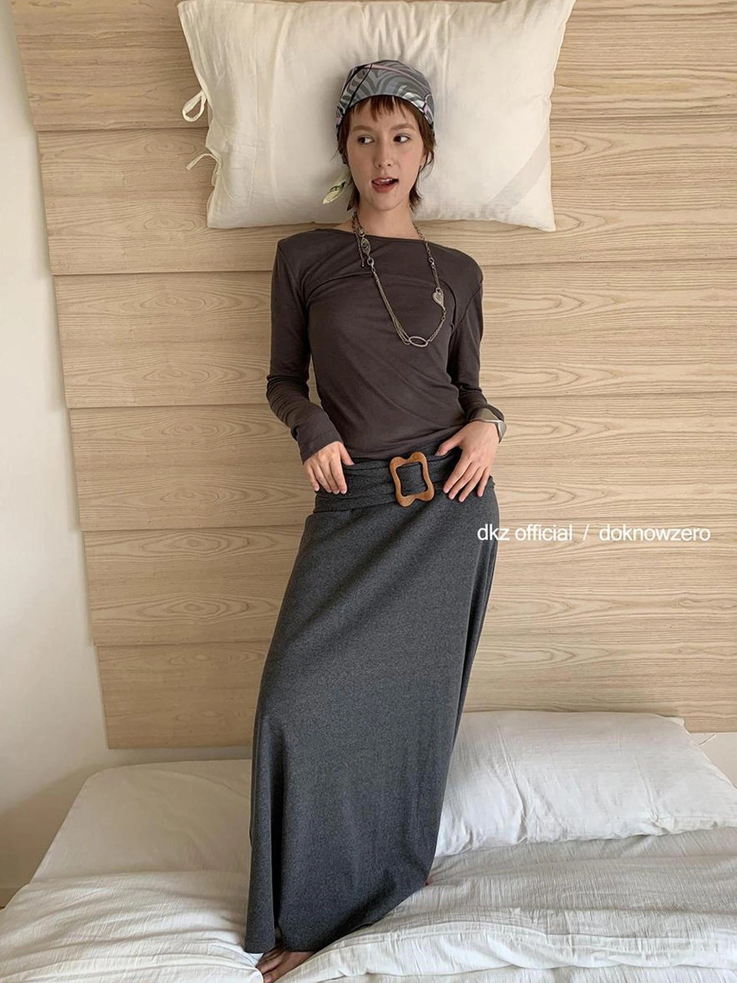 DKZ OFFICIAL Butterfly Knot Knit Camisole And Maxi Dress Two Piece Set