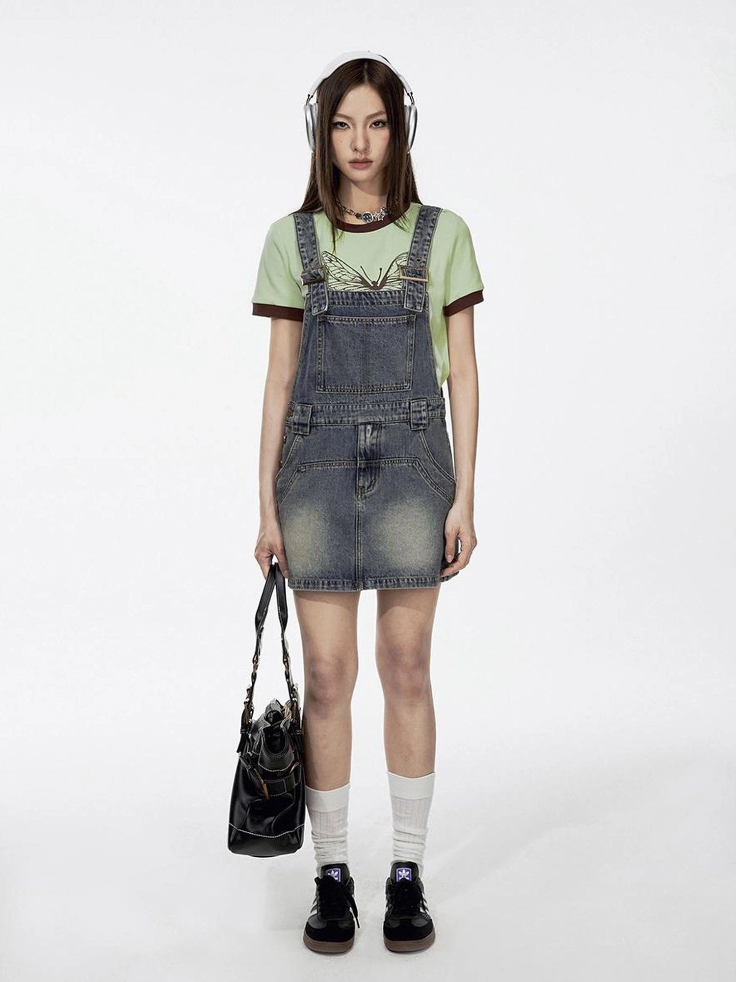 DKZ OFFICIAL Butterfly Print Color Block Loose Tee