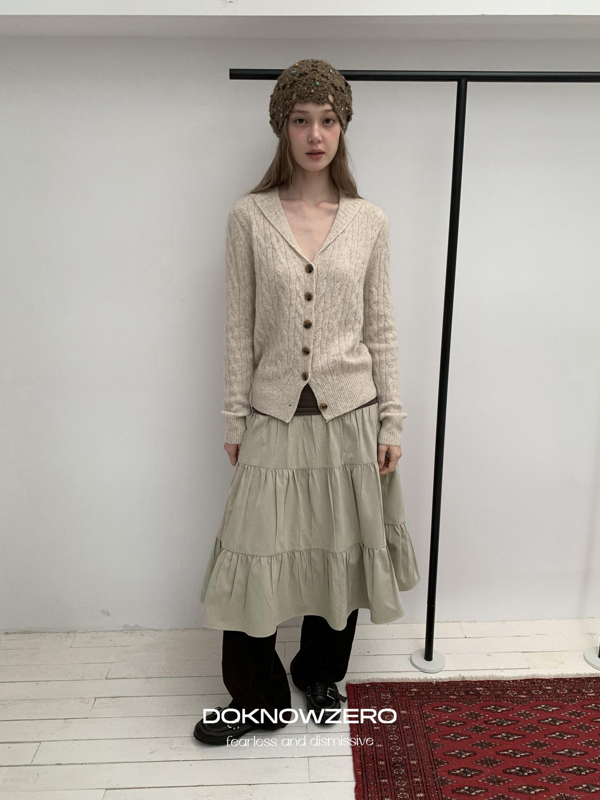 DKZ OFFICIAL Cable Knit Collared Women&