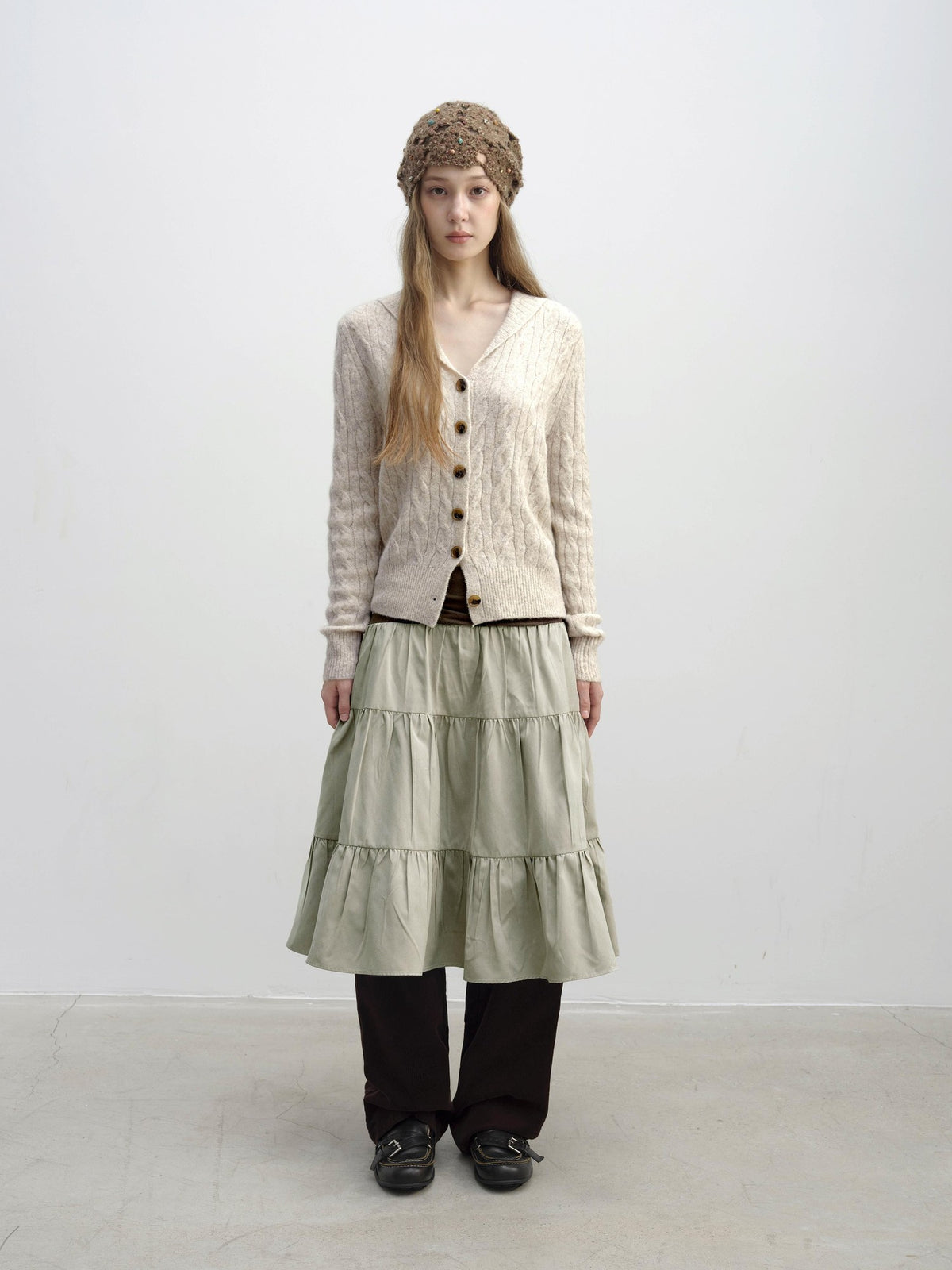 DKZ OFFICIAL Cable Knit Collared Women&