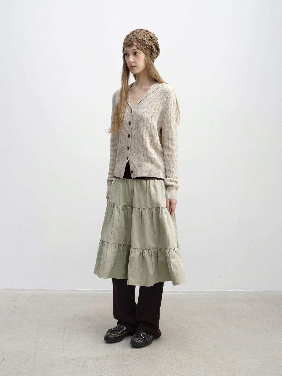 DKZ OFFICIAL Cable Knit Collared Women&