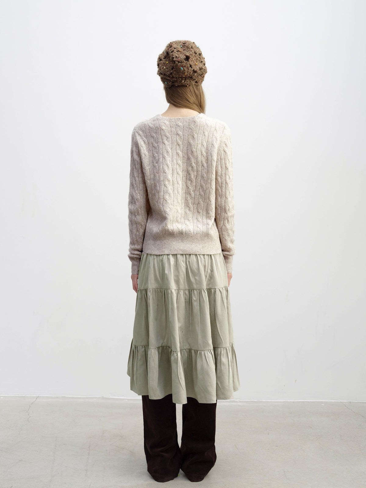 DKZ OFFICIAL Cable Knit Collared Women&