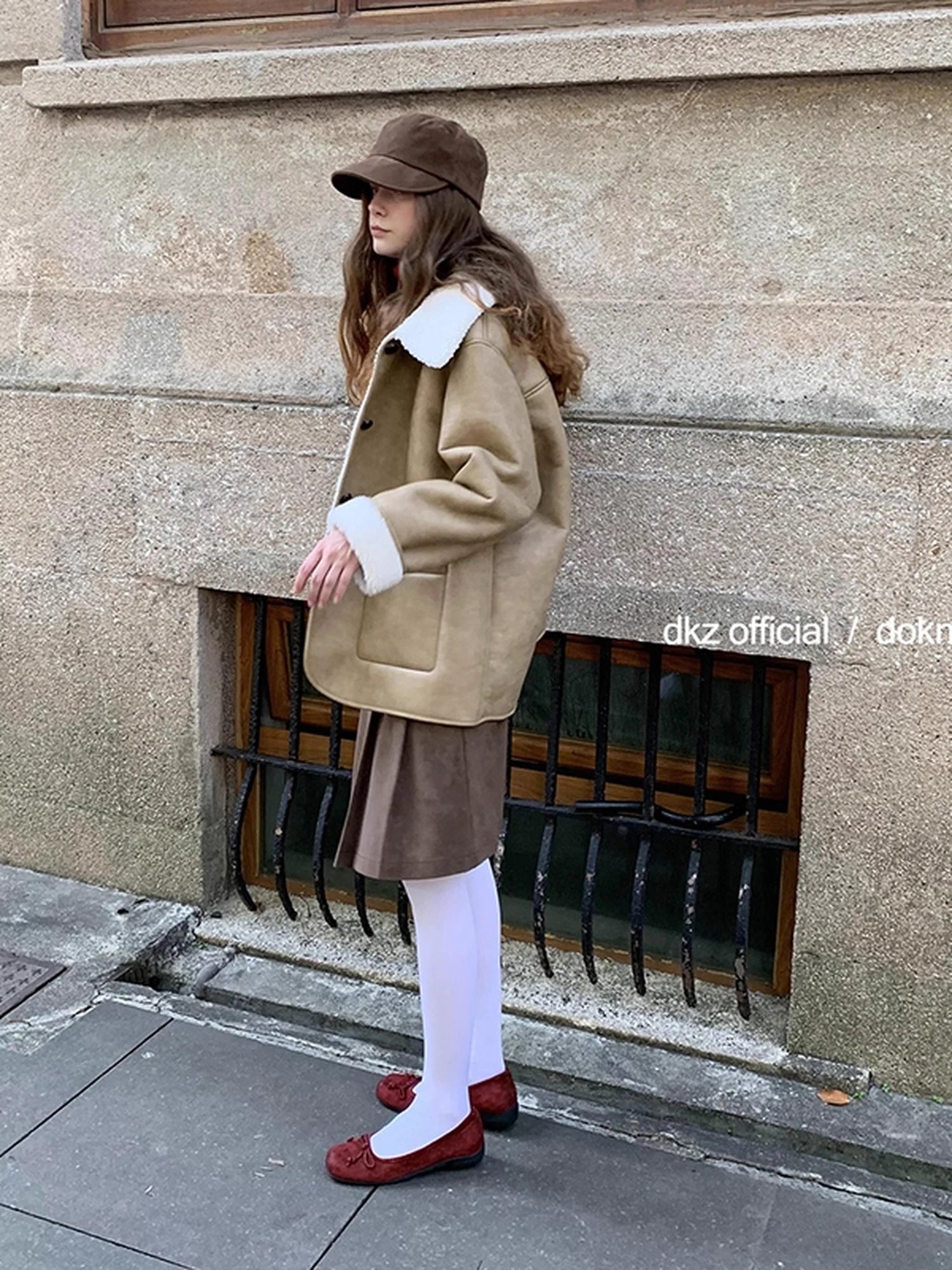 DKZ_OFFICIAL_Camel_Brown_Faux_Fur_Collar_Women_Winter_Coat_MISSTT