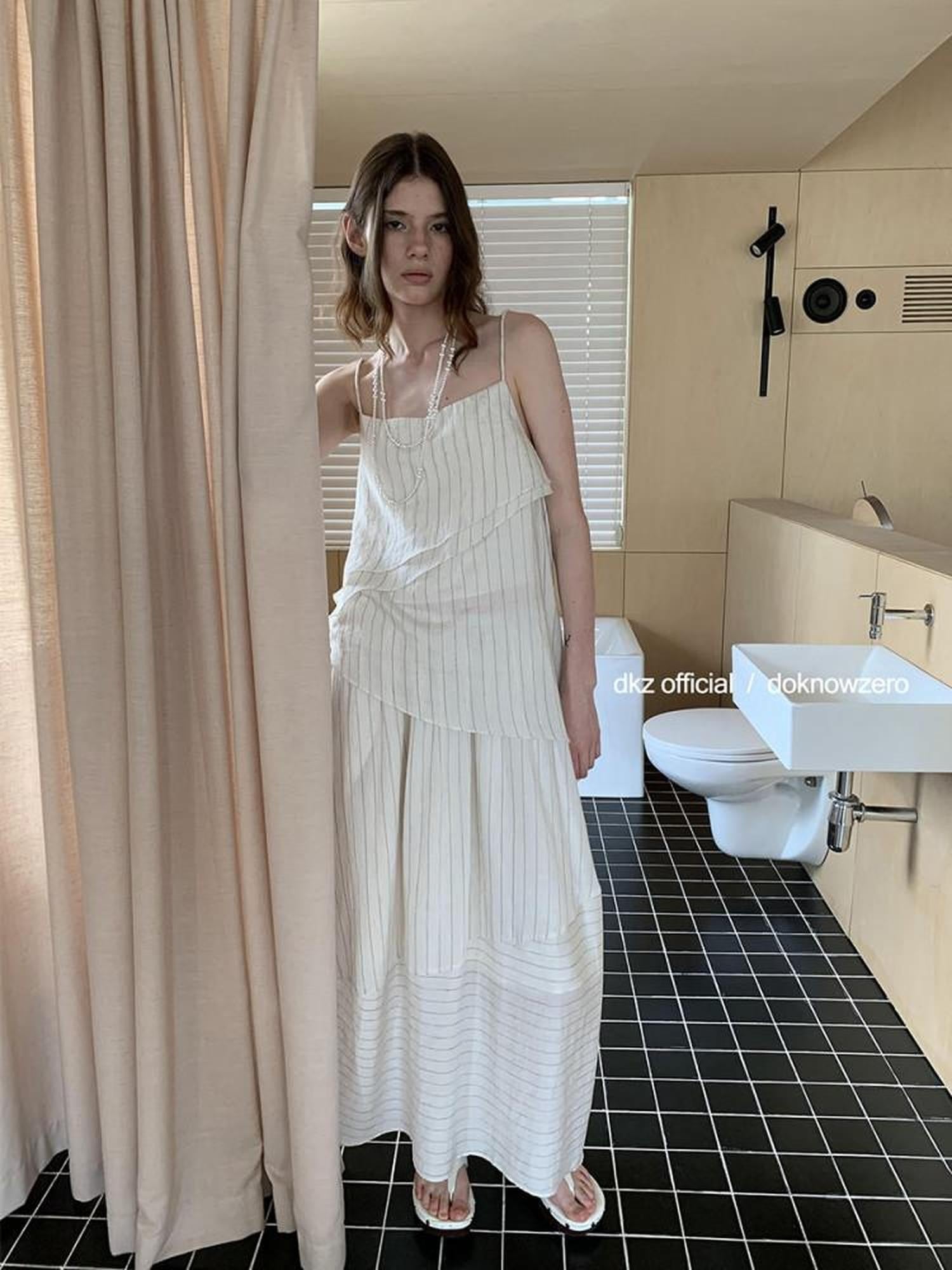 DKZ OFFICIAL Camel Striped Asymmetrical Women&