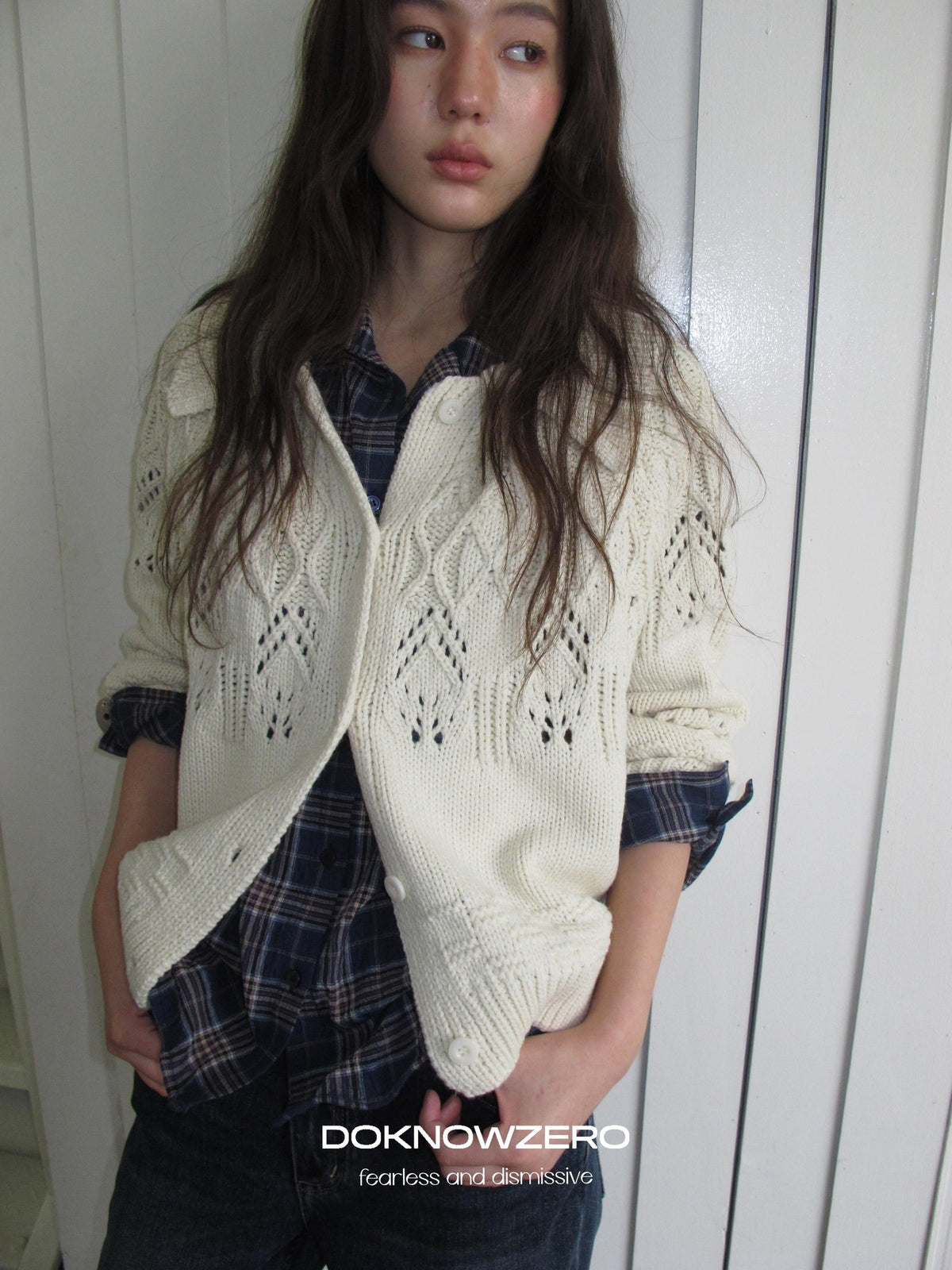 DKZ OFFICIAL Chunky Retro Jacquard Openwork Knit Women&
