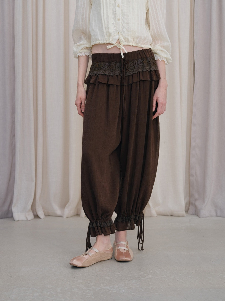 DKZ_OFFICIAL_Coffee_Vintage_Lace_Patchwork_Pleated_Loose_Cuffed_Women&