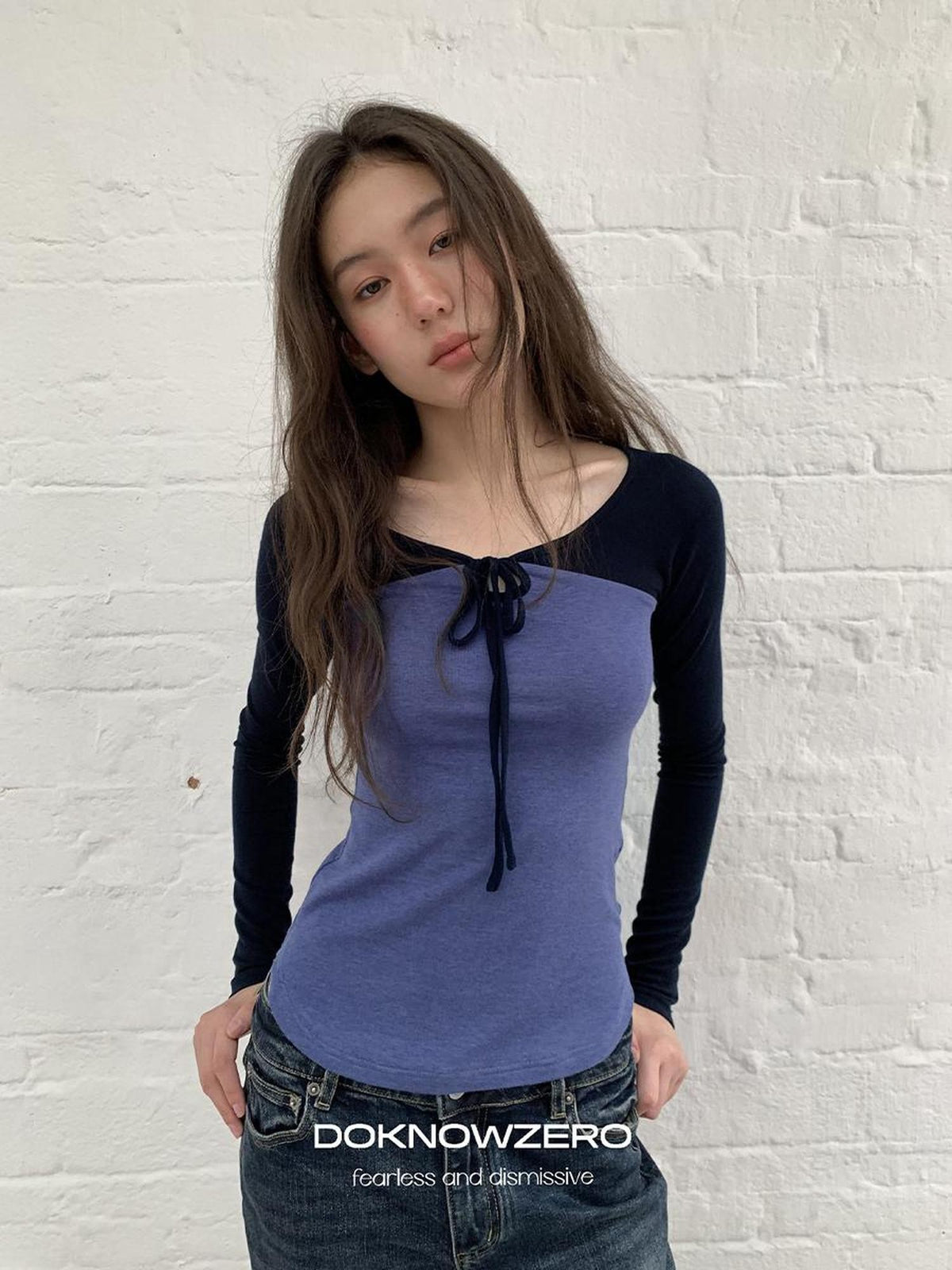 DKZ OFFICIAL Colorblock Slim Fit Raglan Sleeve Women&