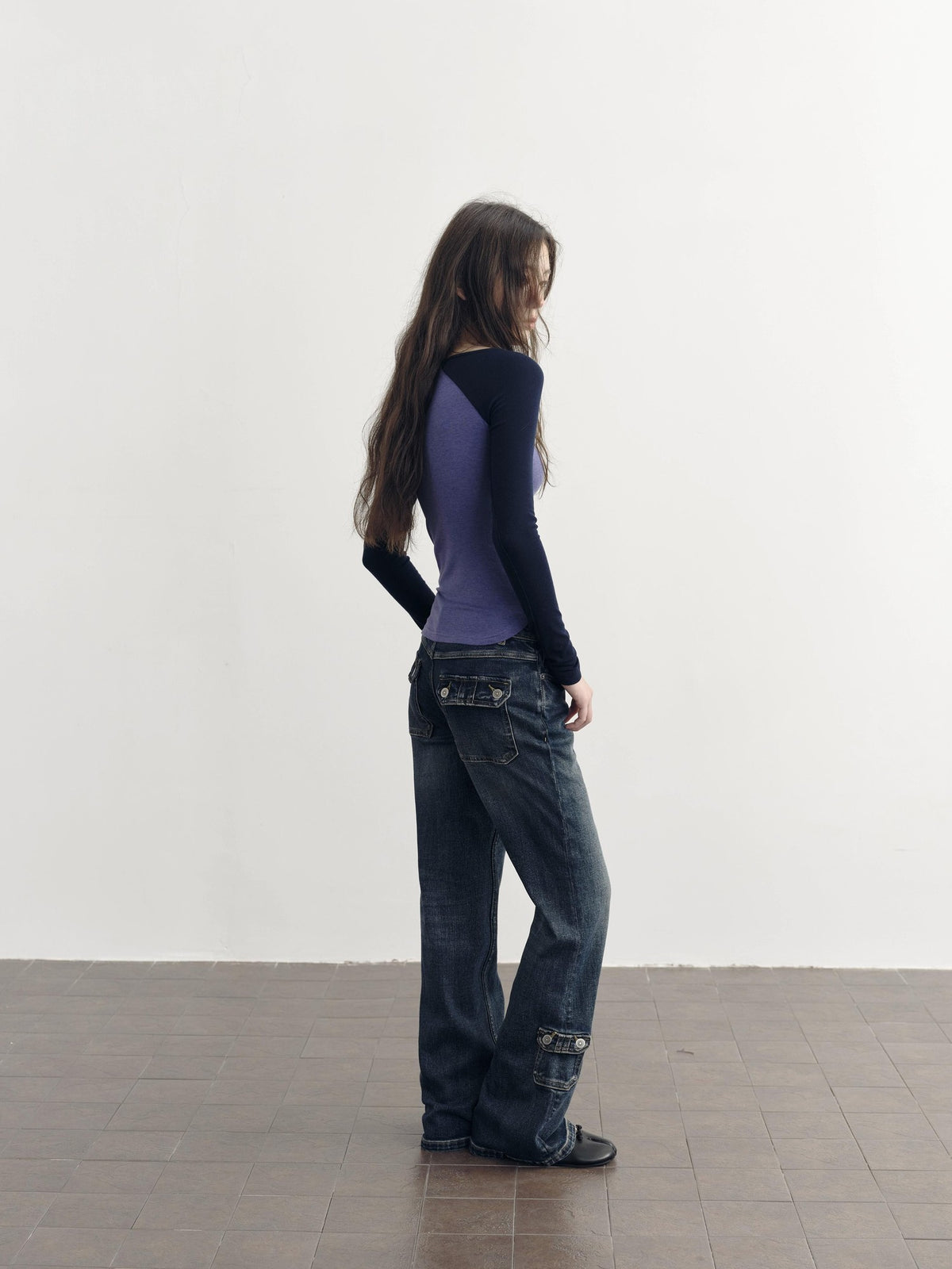 DKZ OFFICIAL Colorblock Slim Fit Raglan Sleeve Women&