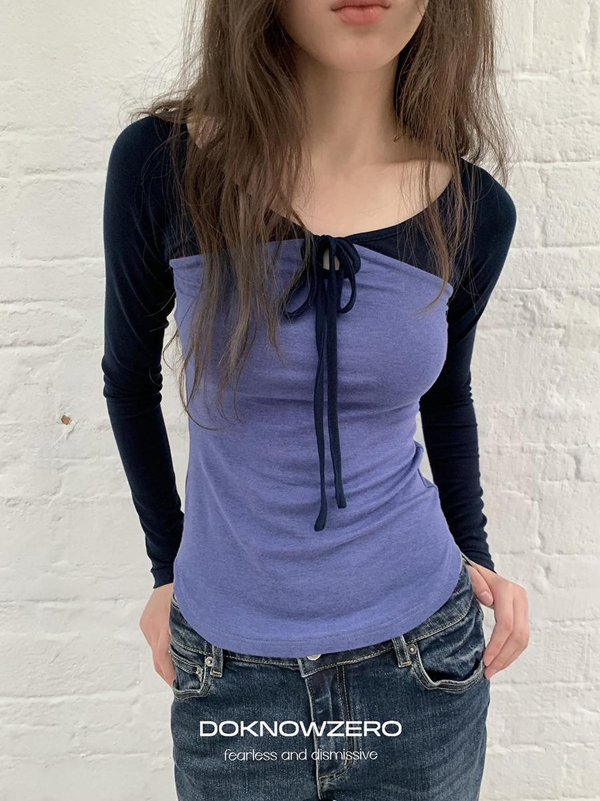 DKZ OFFICIAL Colorblock Slim Fit Raglan Sleeve Women&