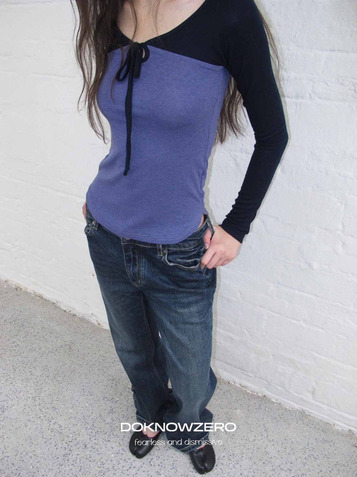 DKZ OFFICIAL Colorblock Slim Fit Raglan Sleeve Women&
