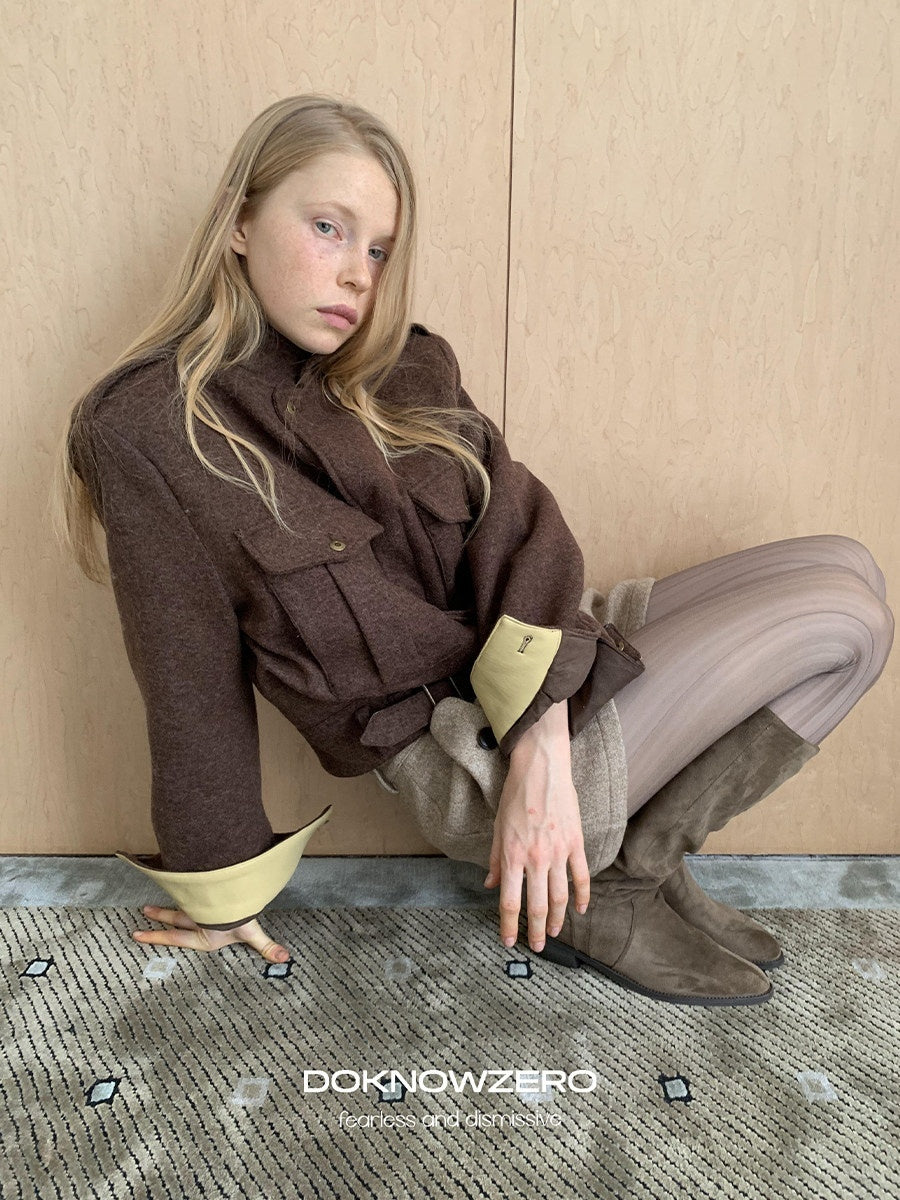 DKZ_OFFICIAL_Contrast_Hem_Retro_Short_Tweed_Women&