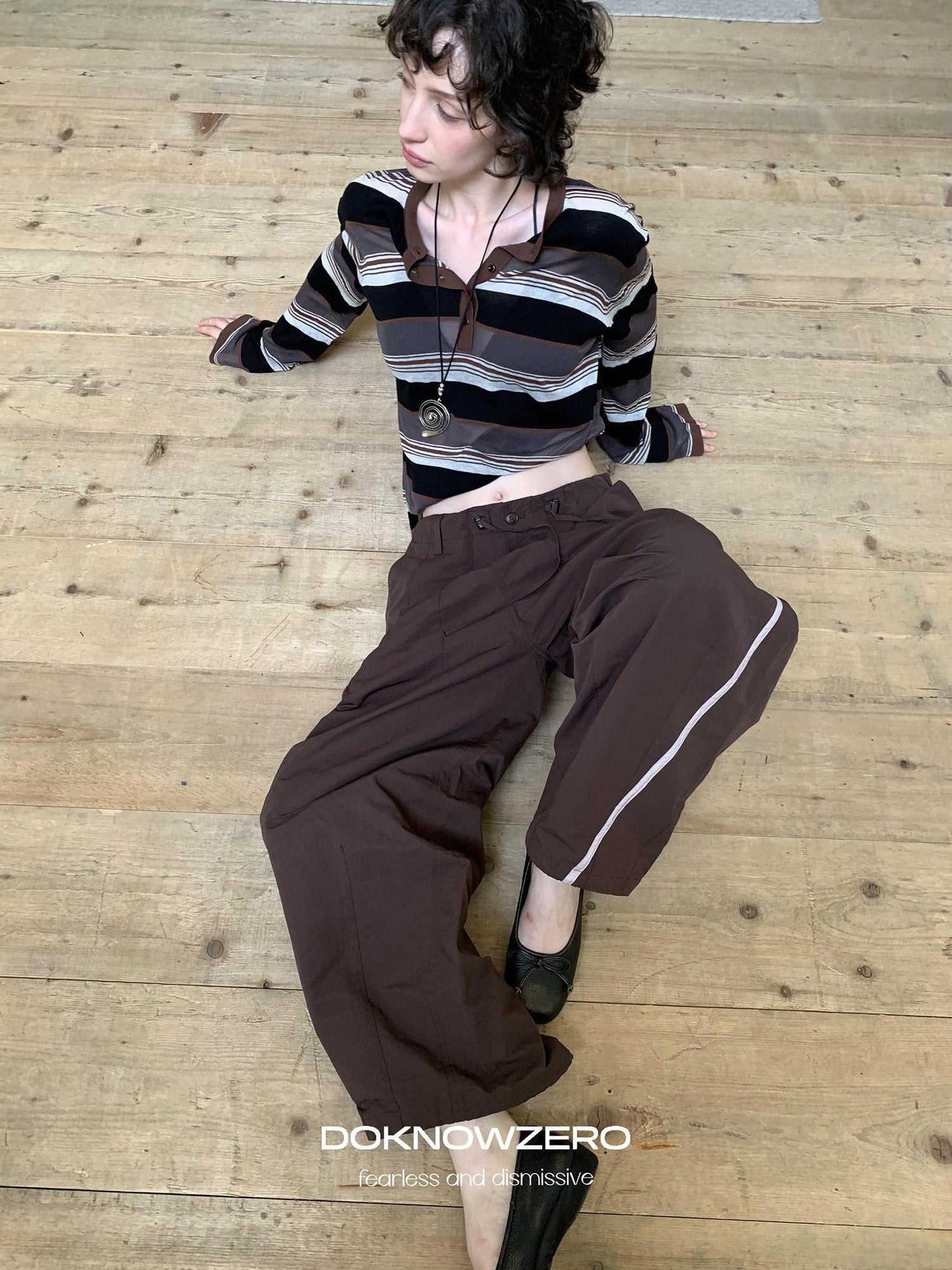 DKZ OFFICIAL Contrast Stripe Henley Vintage Women&